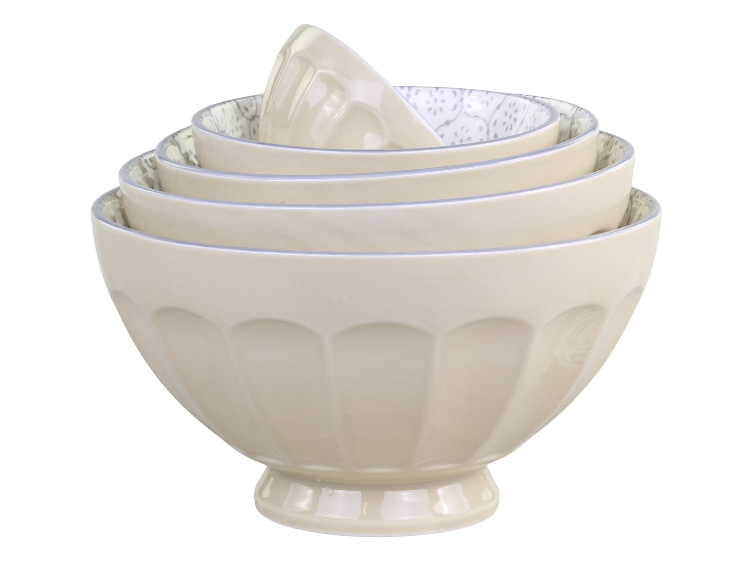 Schüssel 5er Schalen Schüssel Set Ares Grau Weiß Muster Chic Antique 61065720