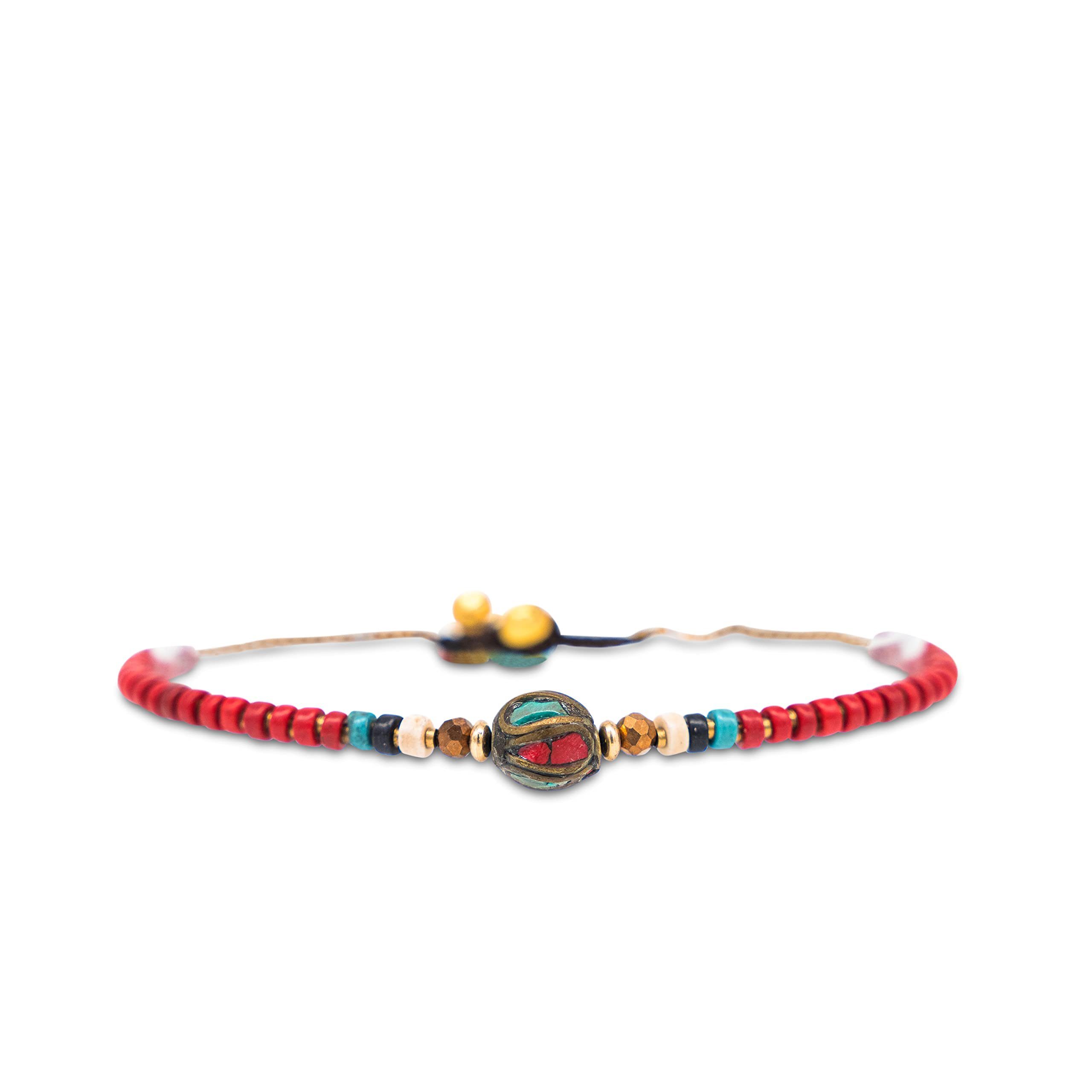 Made by Nami Fußkette Surfer Fußkettchen mit Perlen Damen & Mädchen Boho Fußkette, Hippie Fußkettchen Festival Schmuck