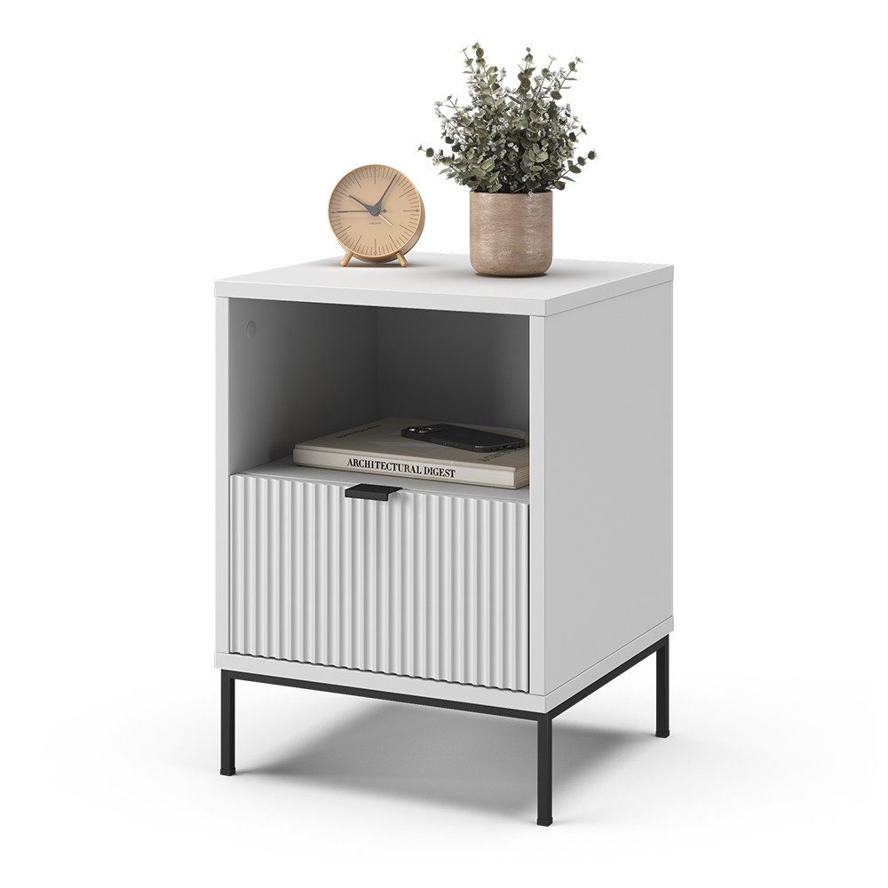 Vicco Nachtschrank Eliza, Weiß, 40 x 55 cm mit 1 Schublade (1-St)