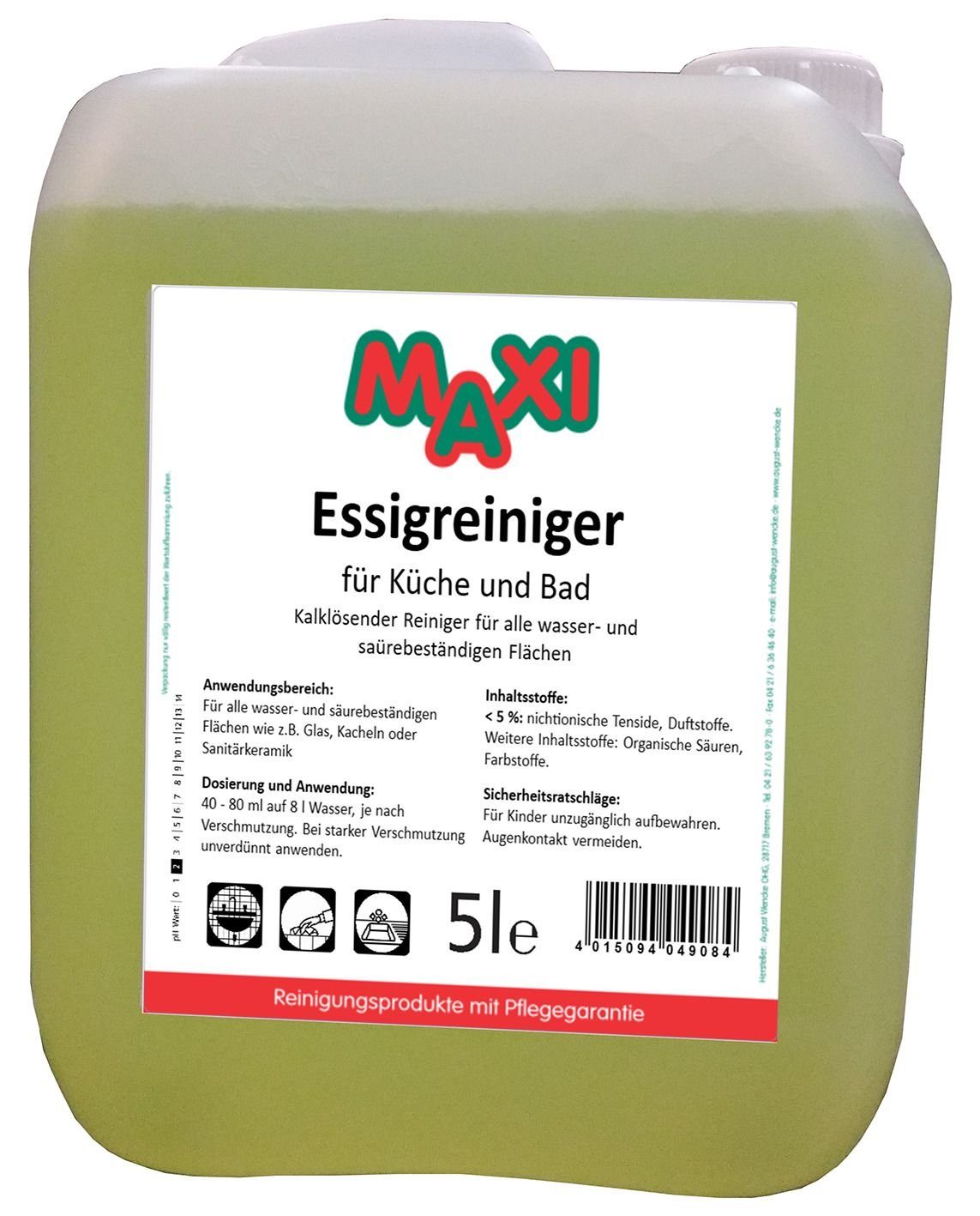Maxi Handgelenkstütze Essigreiniger - 5 Liter