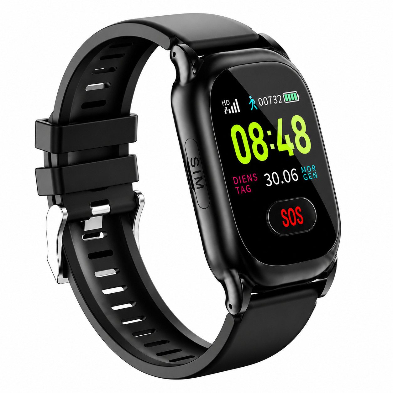 NikuTRAX Krankenpflegeuhr GPS-Notrufuhr NC88S mit 4G, Sturzerkennung und Vitalwertmessung