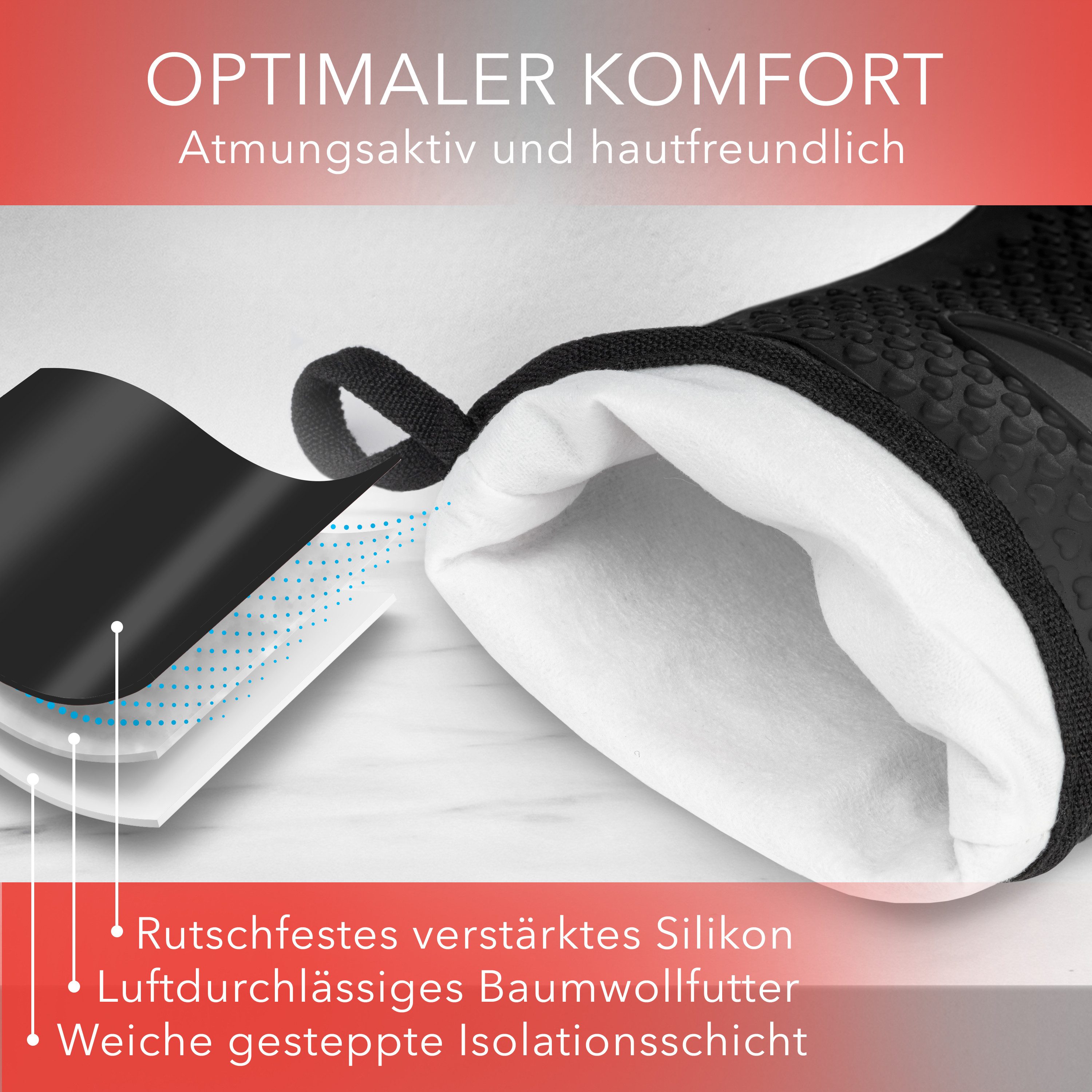 AVANA Topfhandschuhe Silikon Ofenhandschuhe Hitzebeständige Kochhandschuhe Handschuhe, Anti-Rutsch, weiches Baumwoll-Innenfutter, bis 250°C – Bild 4 von 5