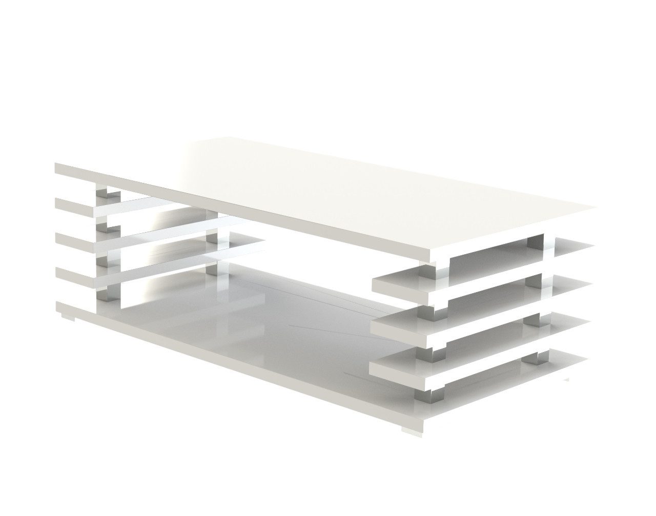 designimpex Couchtisch Carl Svensson DC-3 Wohnzimmertisch Tisch Weiß Hochglanz