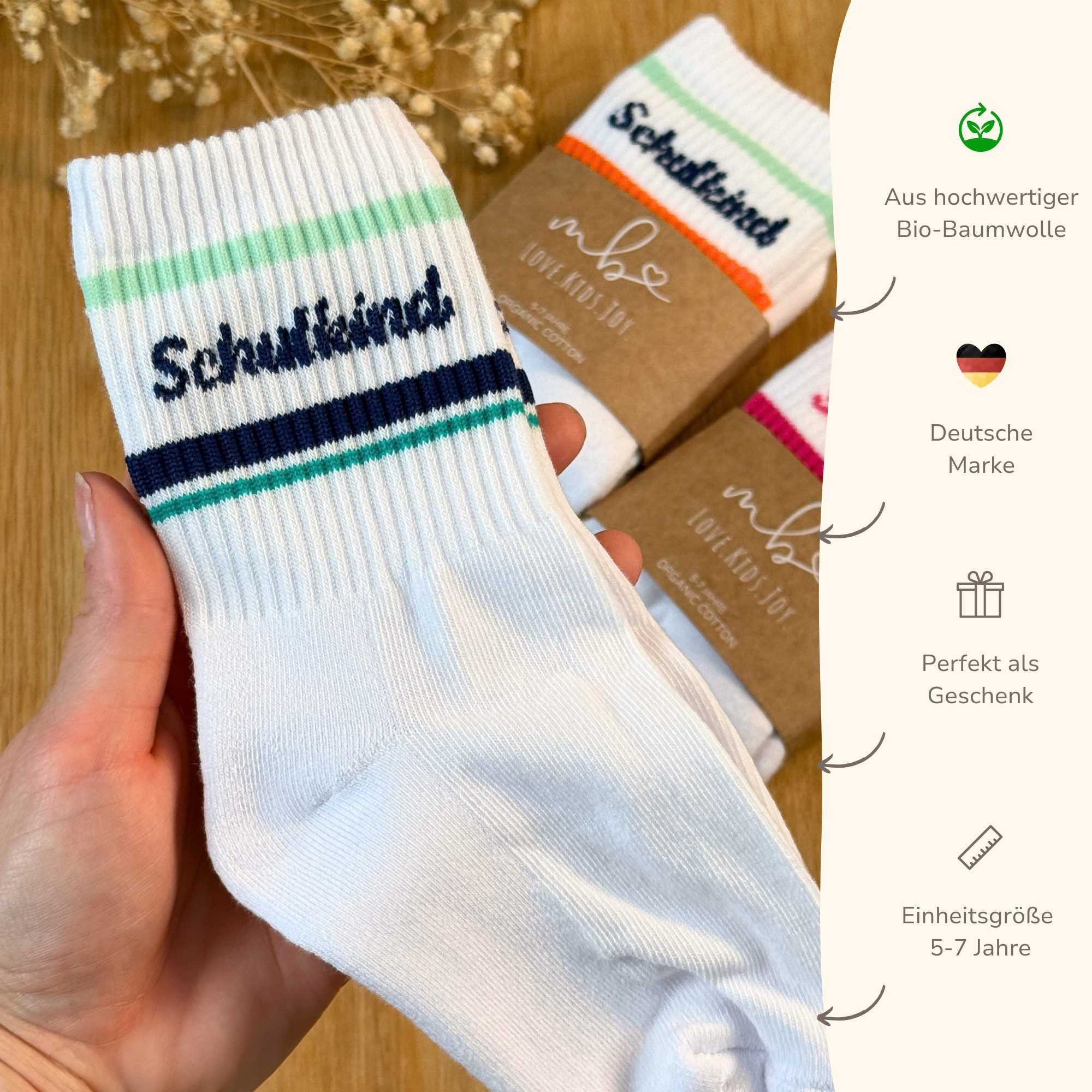 MeinBaby123® Freizeitsocken Schulkind Socken, Geschenk zur Einschulung, Geschenkidee Einschulung, Outfit Einschulung, Schulkind 2025 – Bild 5 von 5