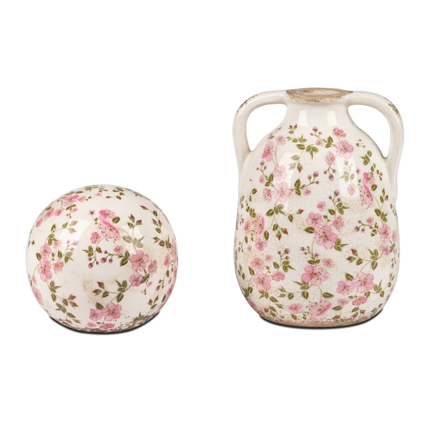 formano Dekovase Vintage Blüten, Höhe: cm, Farbe: Weiß, Motiv: Blumen