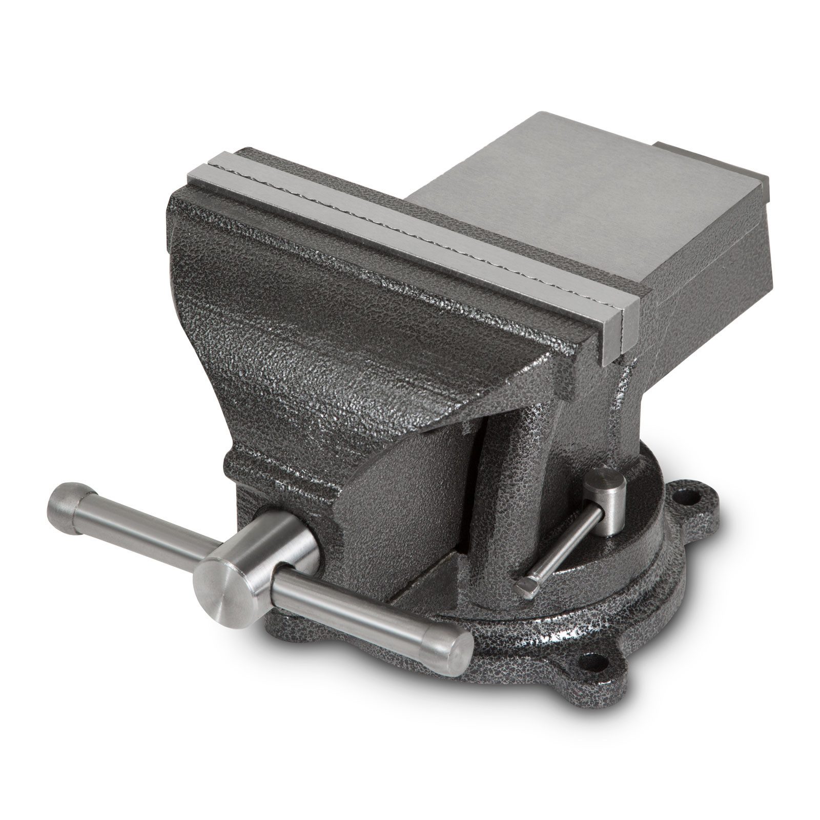 EBERTH Schraubstock Gusseisen mit Amboss, 150mm Backenbreite, 152mm Gesamthöhe, 360° drehbar, 123mm Ø Teller, 100mm maximale Spannweite