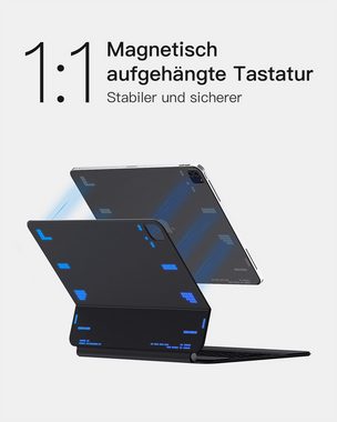 Inateck iPad Hülle mit Tastatur, für iPad Air 5/4, iPad Pro 11 Zoll 4/3/2/1 iPad-Tastatur (vollflächiges Touchpad, 3-Zonen 7-Farben-Mischhintergrun)