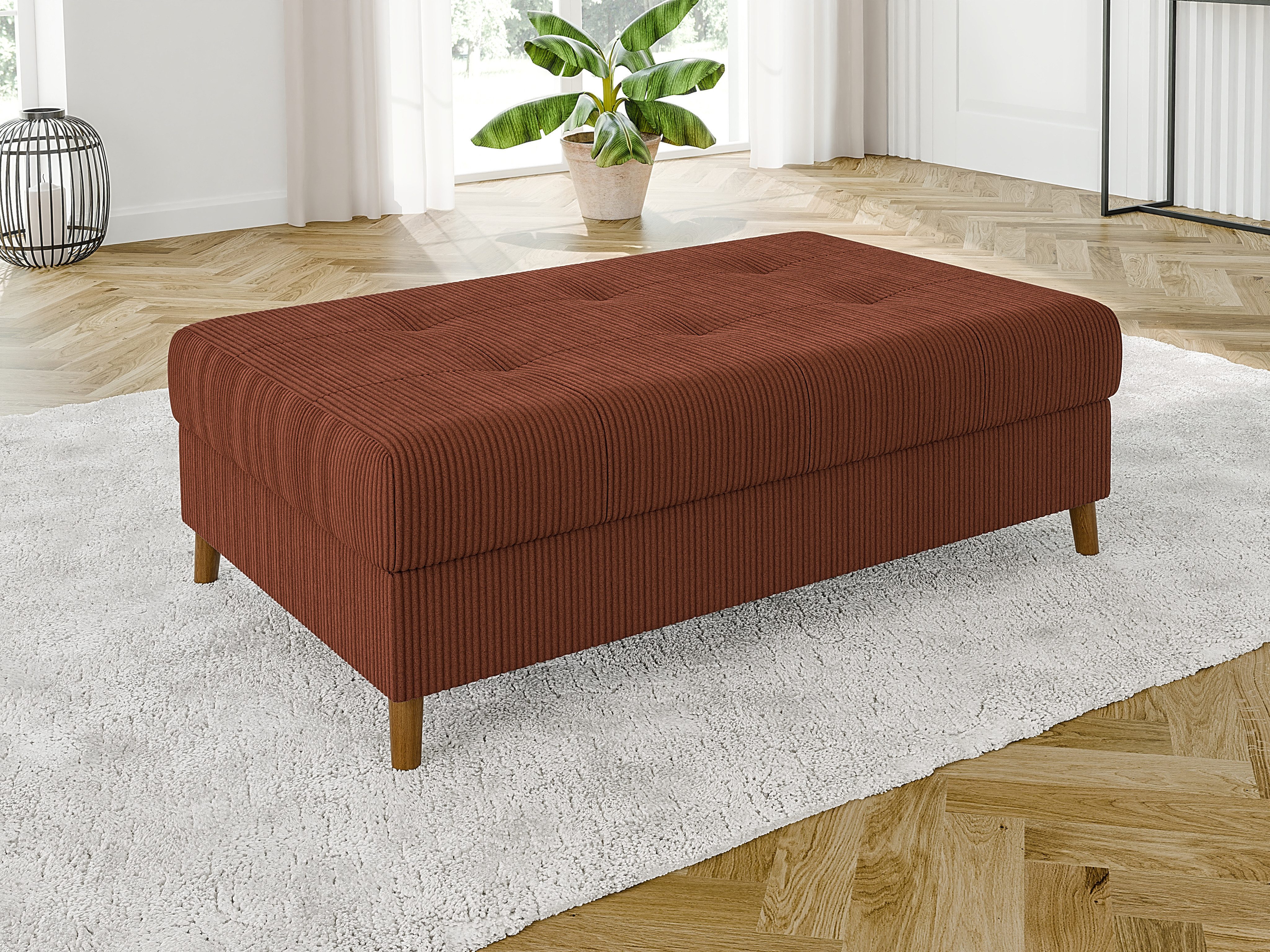 S-Style Möbel Polsterhocker Zara mit Braun Holzfüßen im skandinavischen Sti günstig online kaufen