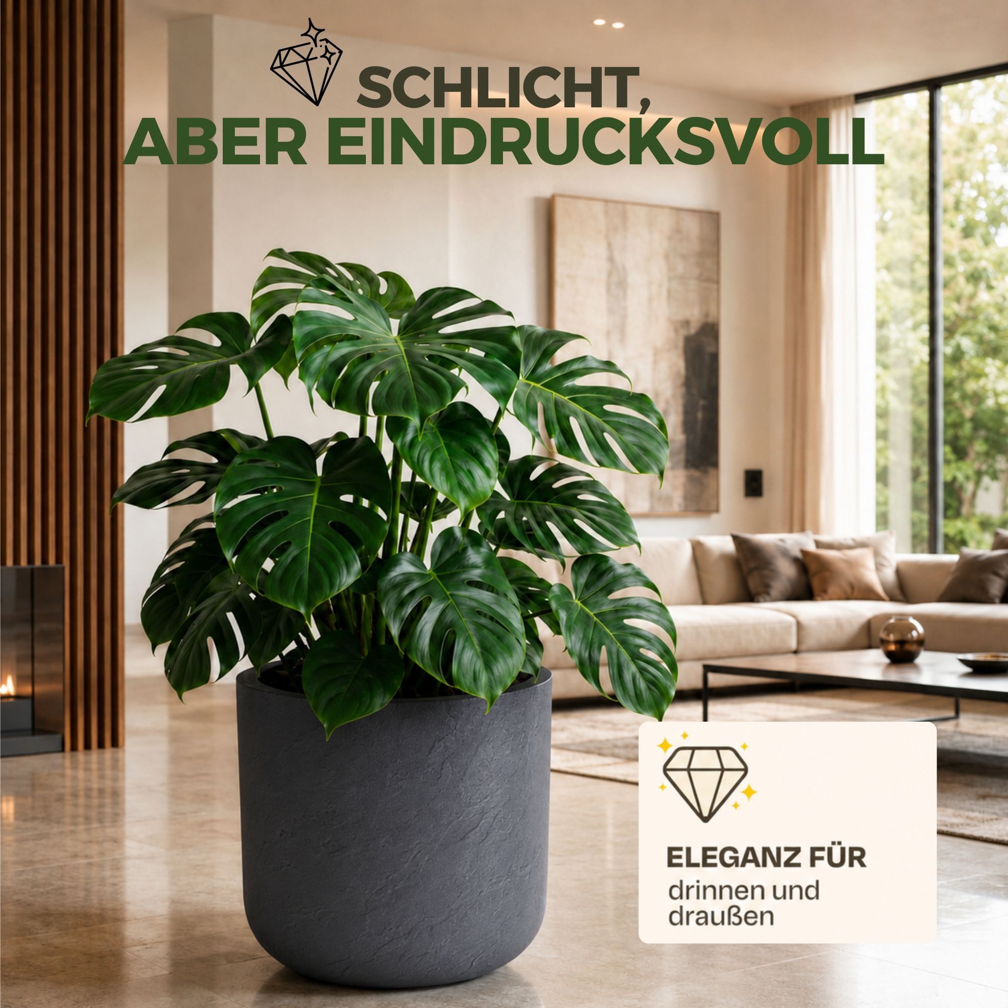 ONDIS24 Pflanzkübel Pflanzkübel Blumenkübel Blumentopf Kunststoff Vulkan Wasserspeicher