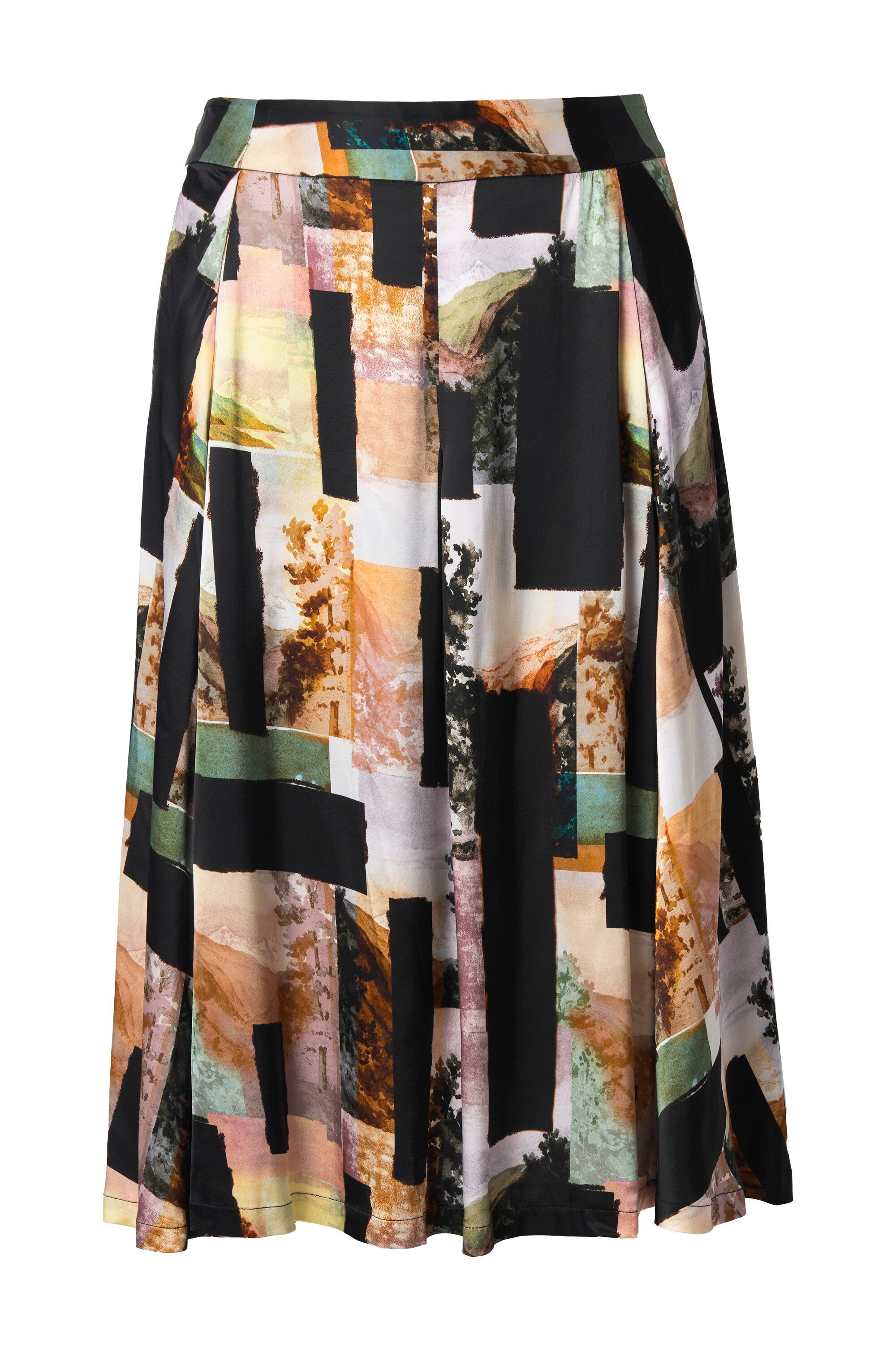 Ulla Popken Jerseyrock Midirock Landschaft A-Linie Steppfalten günstig online kaufen