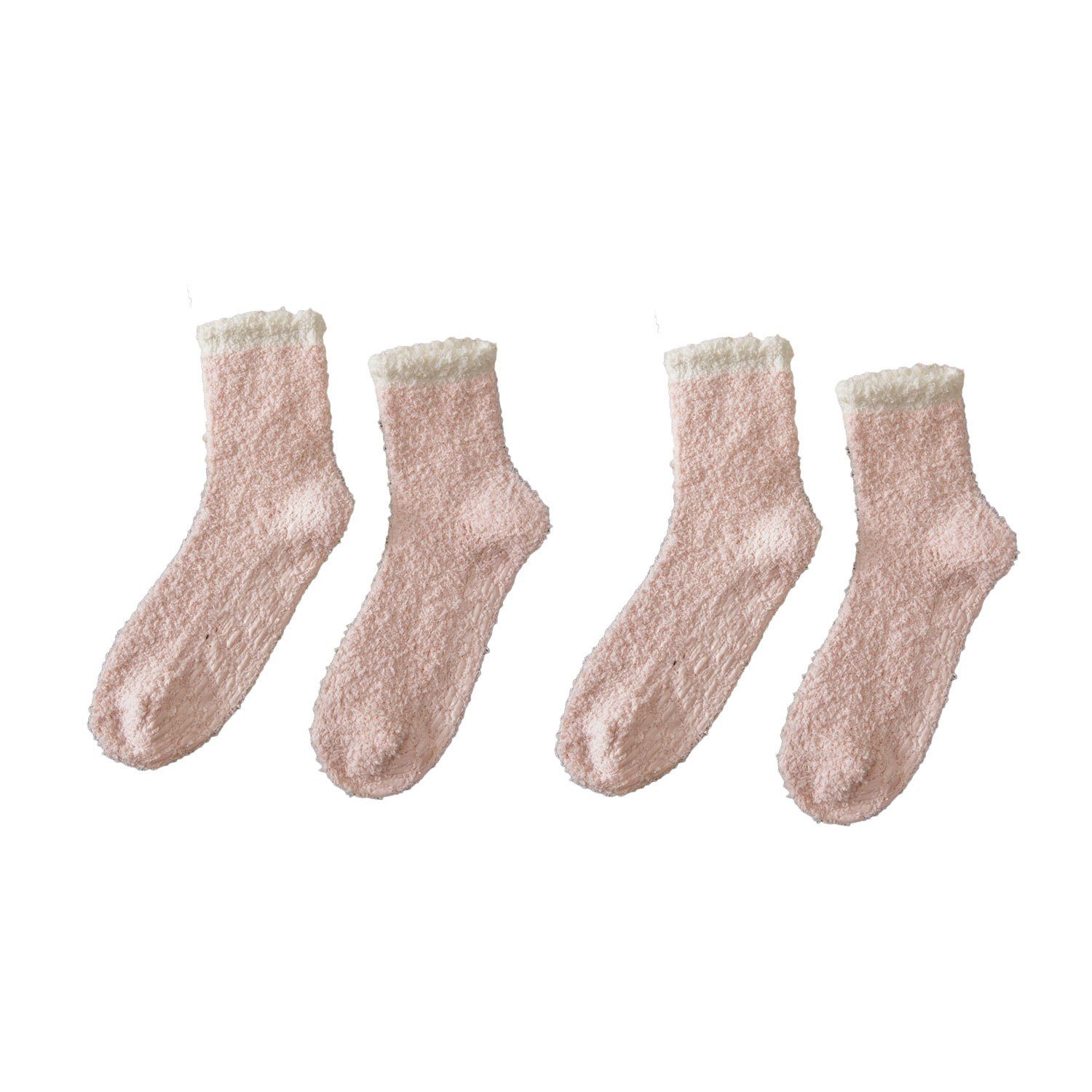 MAGICSHE Langsocken 2 Paare für Winter weiche flauschige Socken Rutschfeste und warme Fleece Socken hellrosa