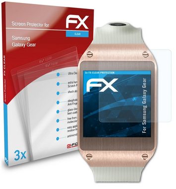 atFoliX Schutzfolie Displayschutz für Samsung Galaxy Gear, (3 Folien), Ultraklar und hartbeschichtet