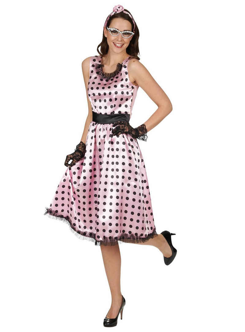 Metamorph Kostüm Rockabilly Girl, 50er Retrokleid mit Polka Dots