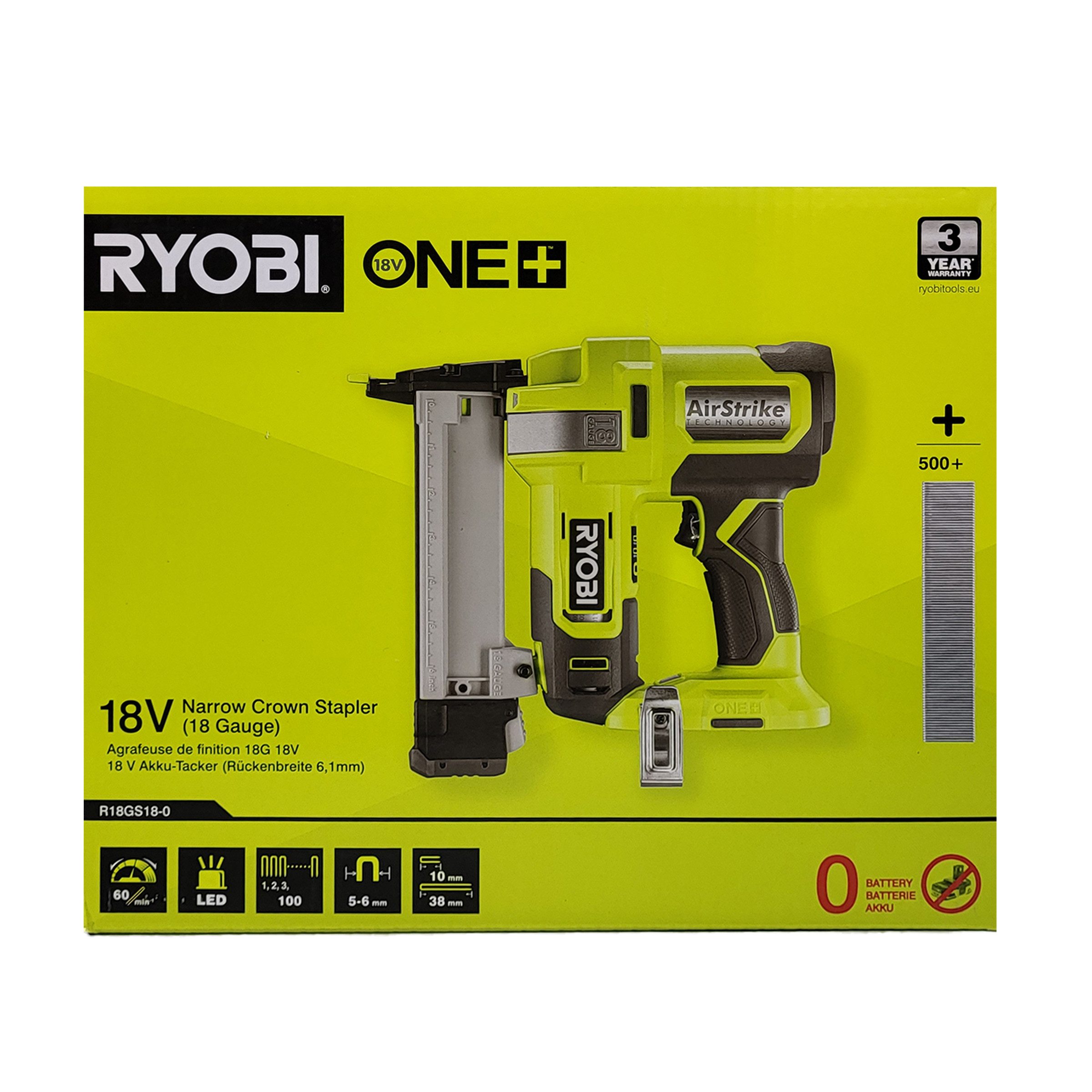 Ryobi Akku-Tacker Ryobi R18GS18-0 Akku-Heftgerät 18 V ONE+ (ohne Akku), (1 tlg)