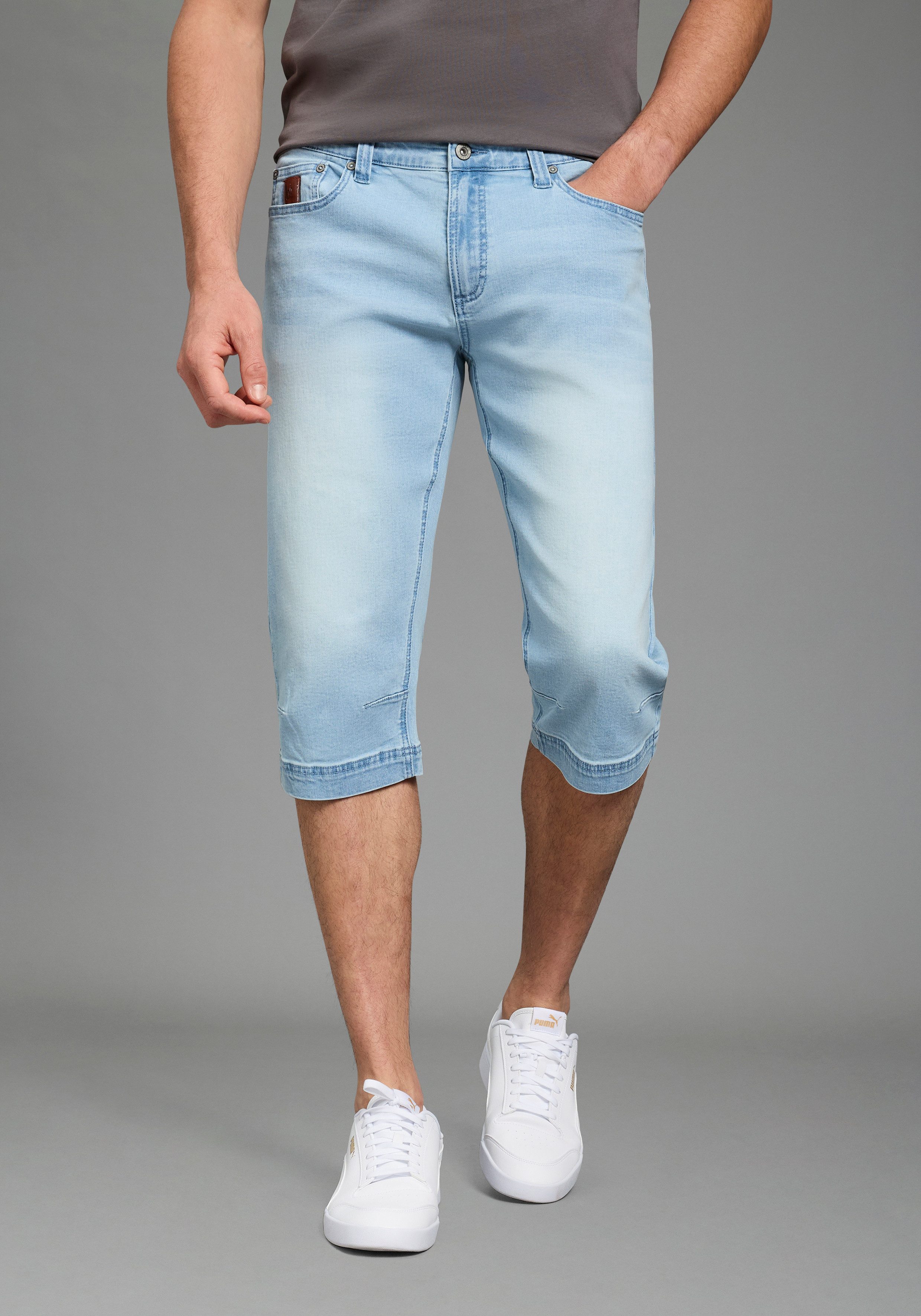 Bruno Banani Jeansbermudas Hutch-Bermuda Straight-Fit, normale Leibhöhe, aus elastischem Denim-Material