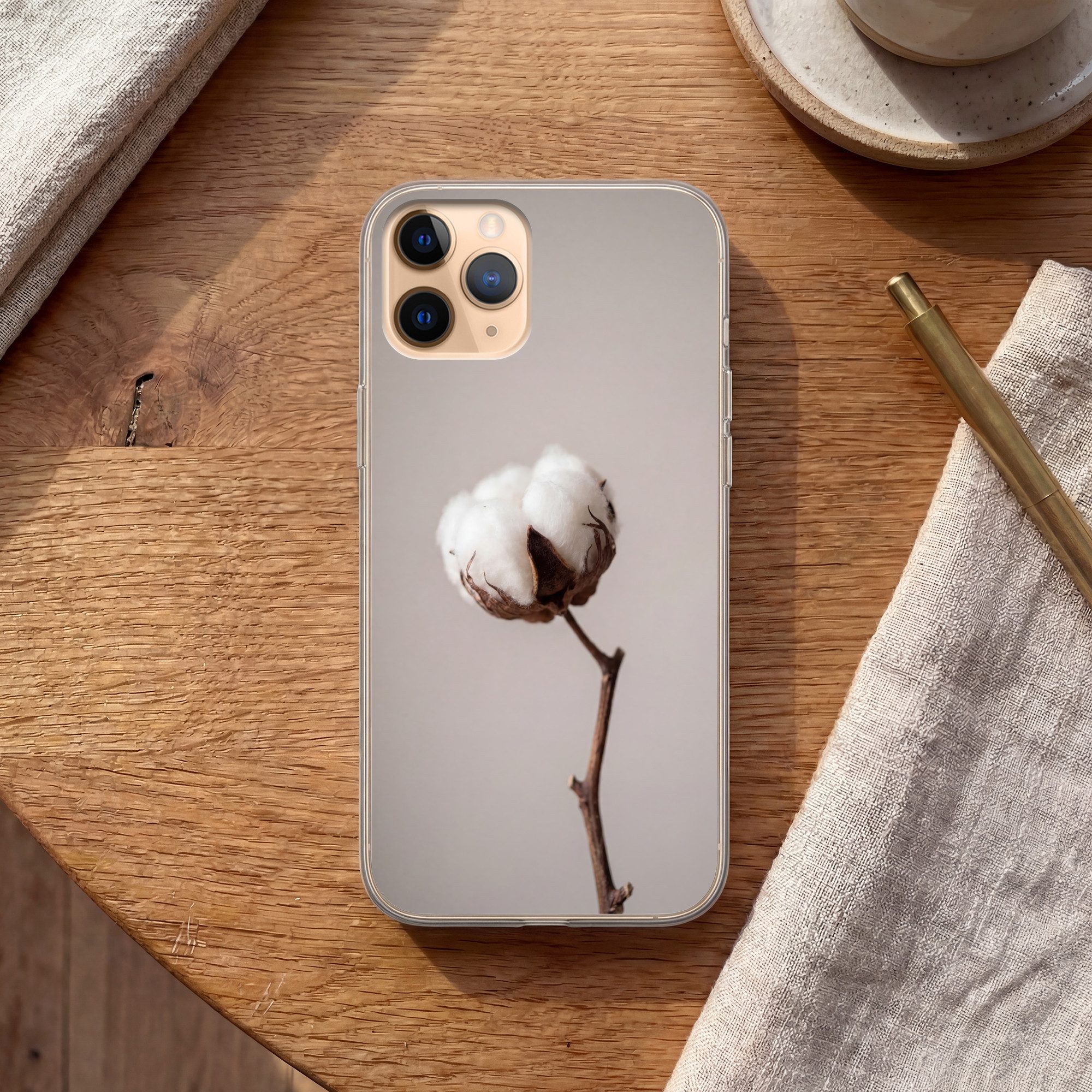 MuchoWow Handyhülle für Apple iPhone 11 Pro Max Wattebausch - Minimalistisch - Weiß, Smartphone-Bumper, Print, Handy Schutzhülle Dünn