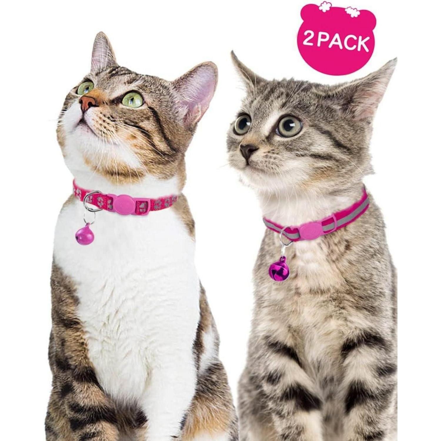 LuxusKollektion Katzen-Halsband Katzenhalsband Set Reflektion Glöckchen Pink