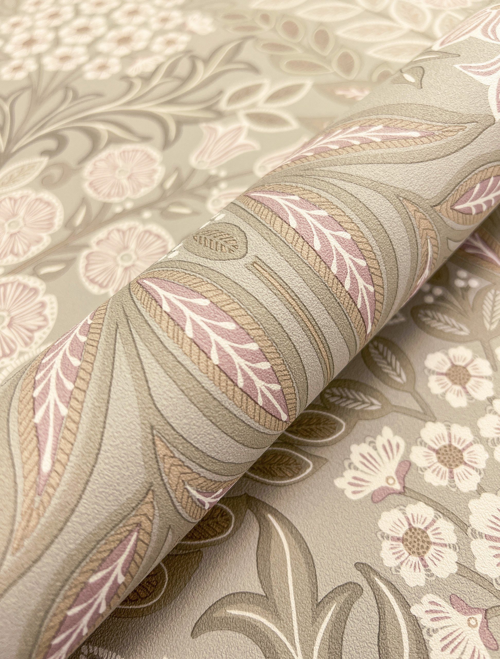 Newroom Vliestapete, Beige Tapete Floral Blumen günstig online kaufen