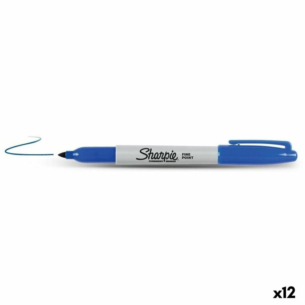 Sharpie Marker Dauermarker Fine Point Blau 0,9 mm (12 Stück)