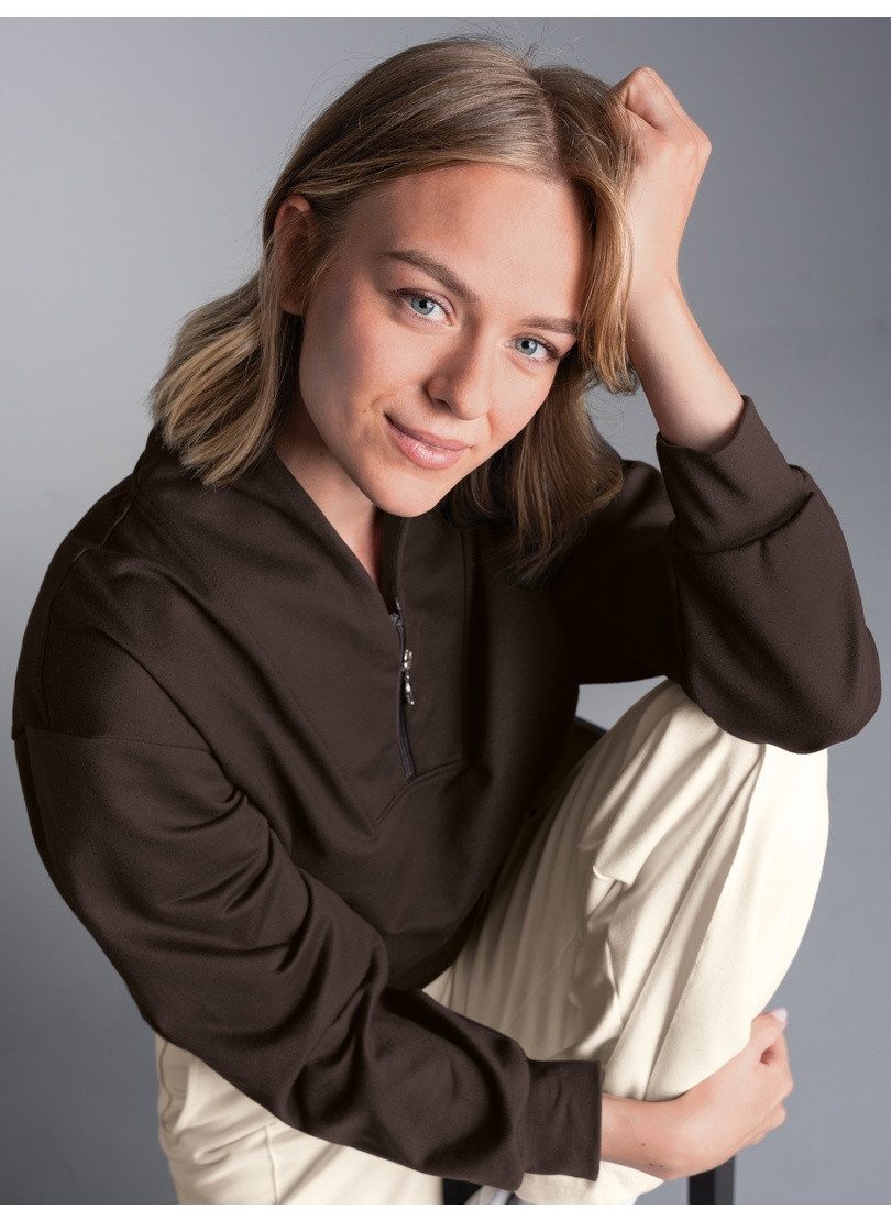 Trigema Sweatshirt TRIGEMA Sweatshirt mit modischem Reißverschluss