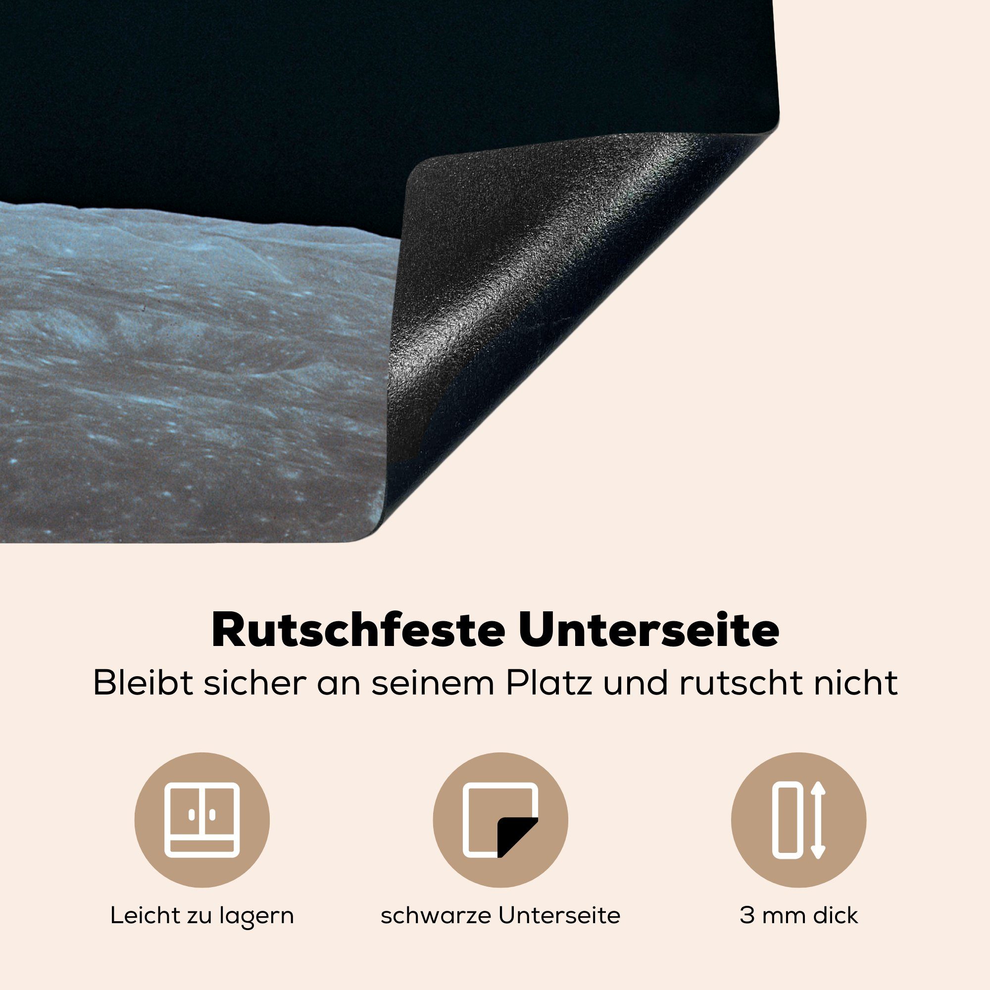 59x52 küche, Induktionsmatte die (1 Mond vom Erde für MuchoWow cm, Herdblende-/Abdeckplatte aus, Die tlg), Ceranfeldabdeckung Vinyl,