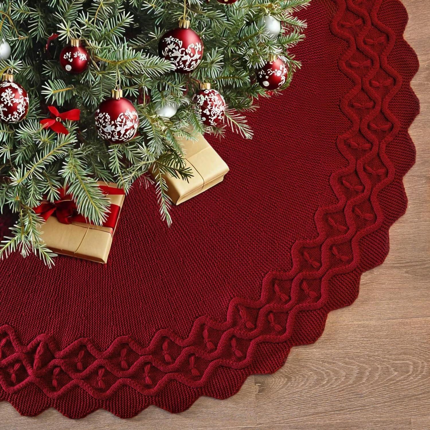 LuxusKollektion Weihnachtsbaumdecke Weihnachtsbaumdecke Rot 92cm Strick