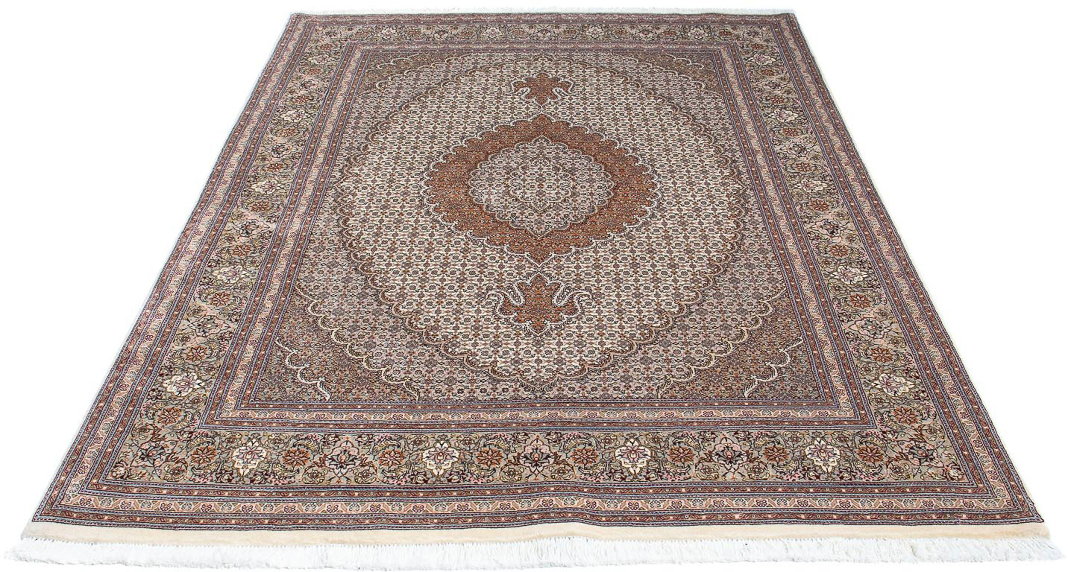 Orientteppich Perser - Täbriz - 203 x 146 cm - hellbraun, morgenland, rechteckig, Höhe: 10 mm, Wohnzimmer, Handgeknüpft, Einzelstück mit Zertifikat