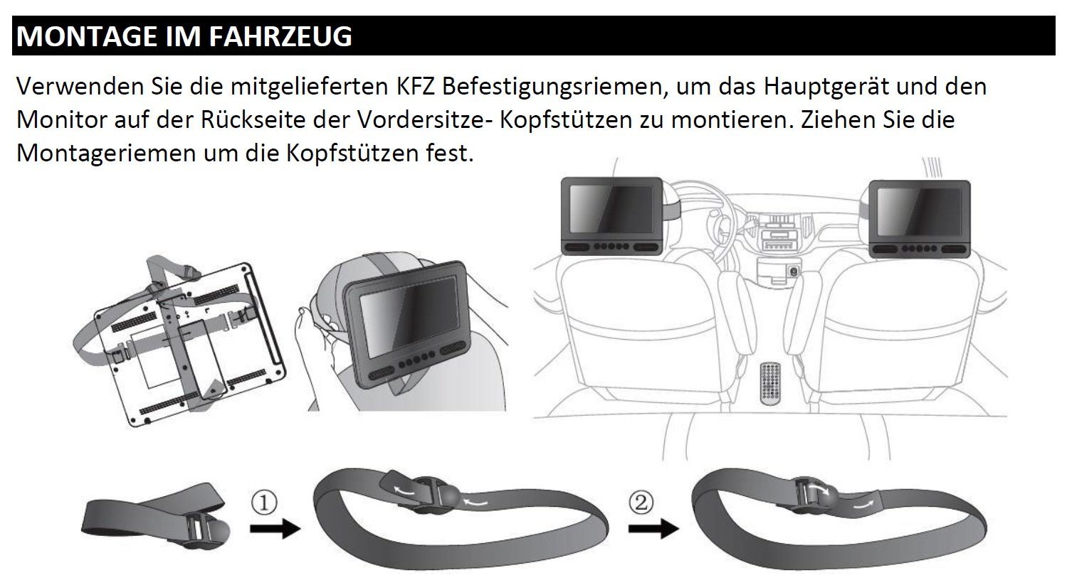 LCD DVD-Player Volt-Adapter) incl. (Auto Kopfhörer-Ausgang, extra DVD7052 Monitor + DVD-Player Reflexion mit DVD-Player 12 Monitor USB,