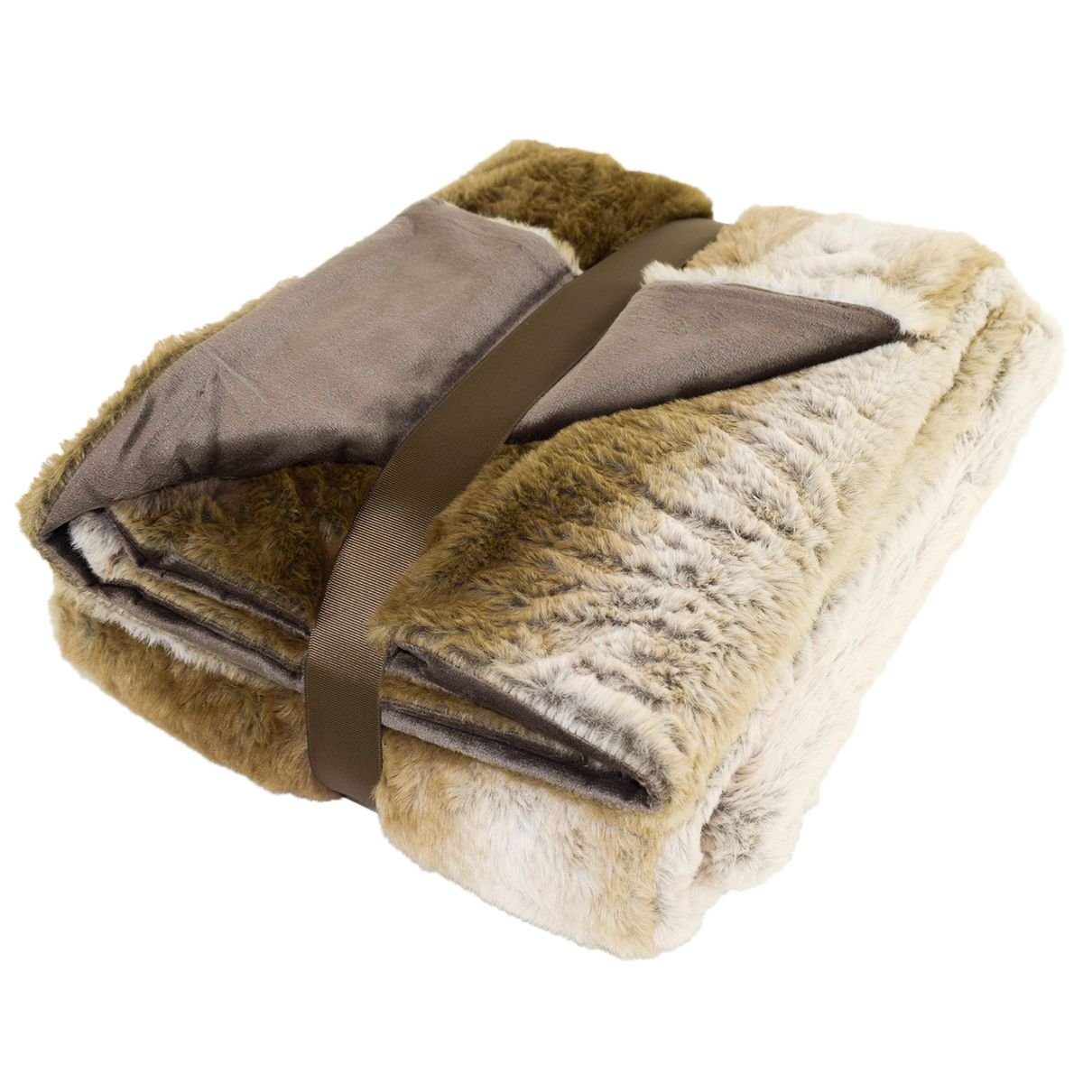 Wohndecke Couchdecke Fellimitat 150x200cm weiche Wohndecke in Braun & Grau, VIVA, extra kuschelig