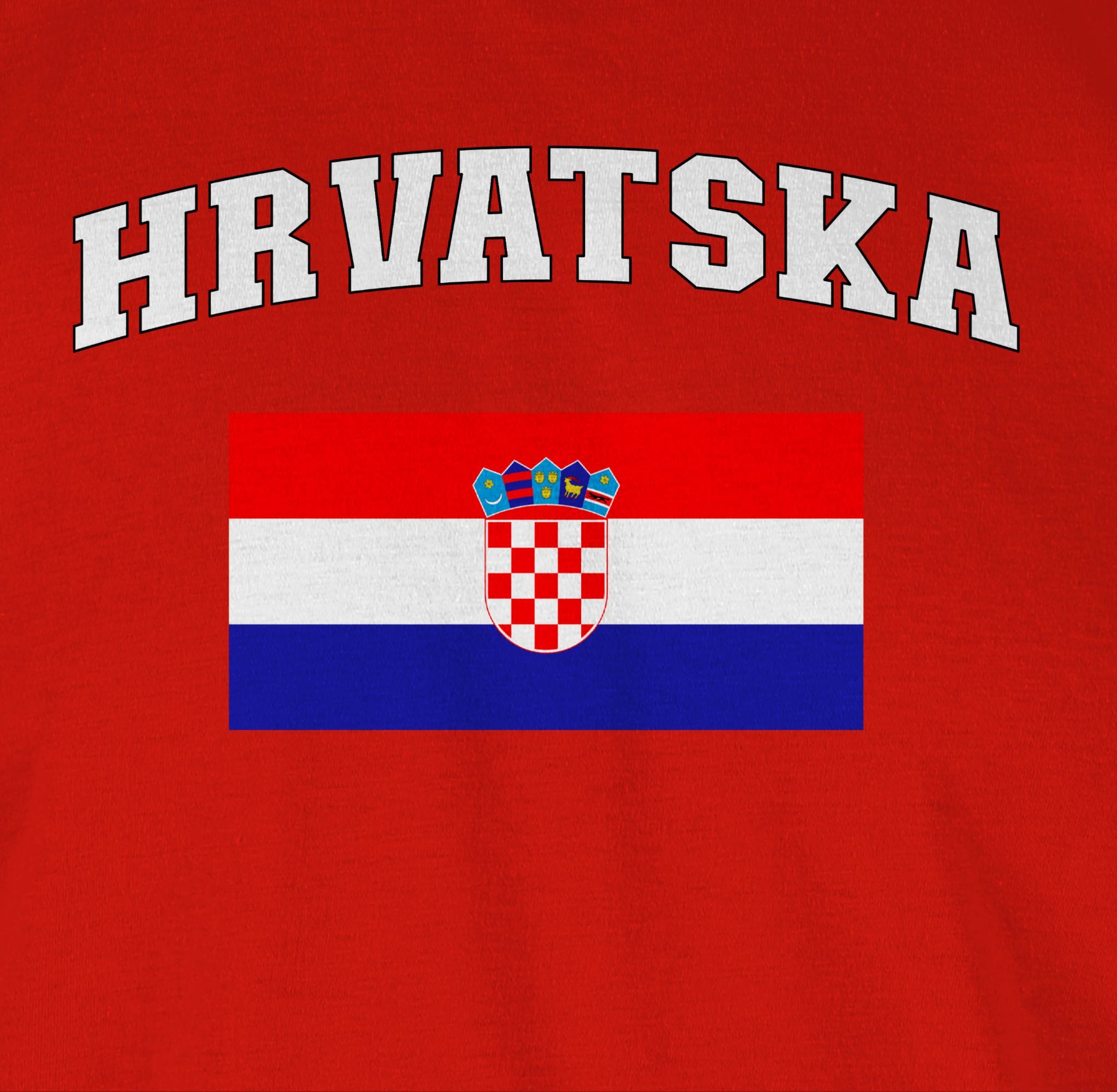 Shirtracer T-Shirt Hrvatska Schriftzug mit Flagge, Kroatien, Croatia, Kroatisch 2024 Fussball EM Fanartikel
