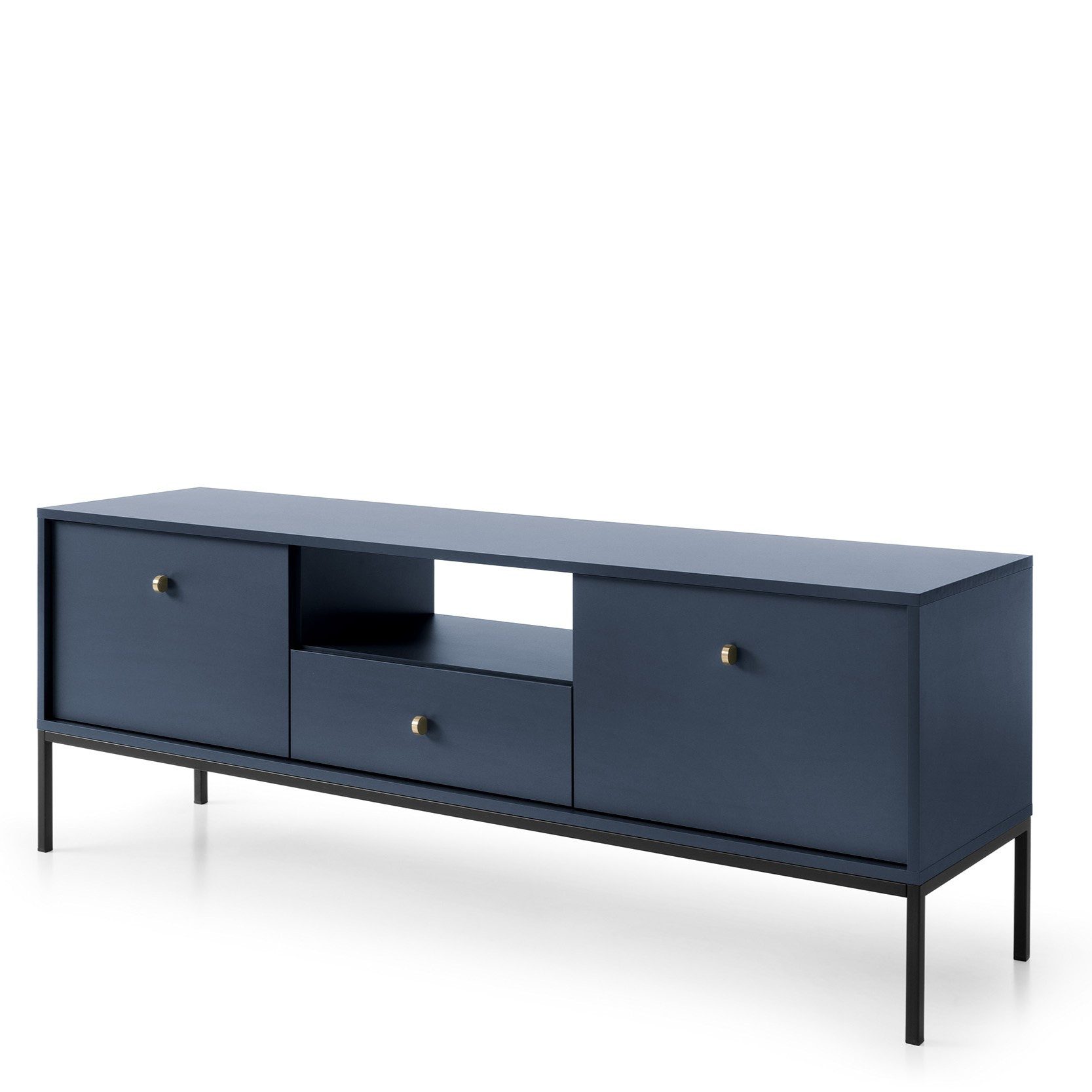Masseno Lowboard MONTEO 153,4 cm TV-Schrank mit 1 Schubladen und 2 Türen Dunkelblau
