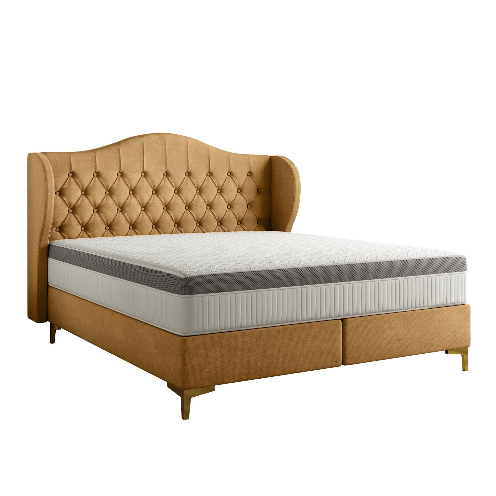 Fun Möbel Polsterbett Schlafzimmerbett PELAGIO in Stoff Whisper mit Matratze (gepolstertes Kopfteil), 7-Zonen Taschenfederkernmatratze