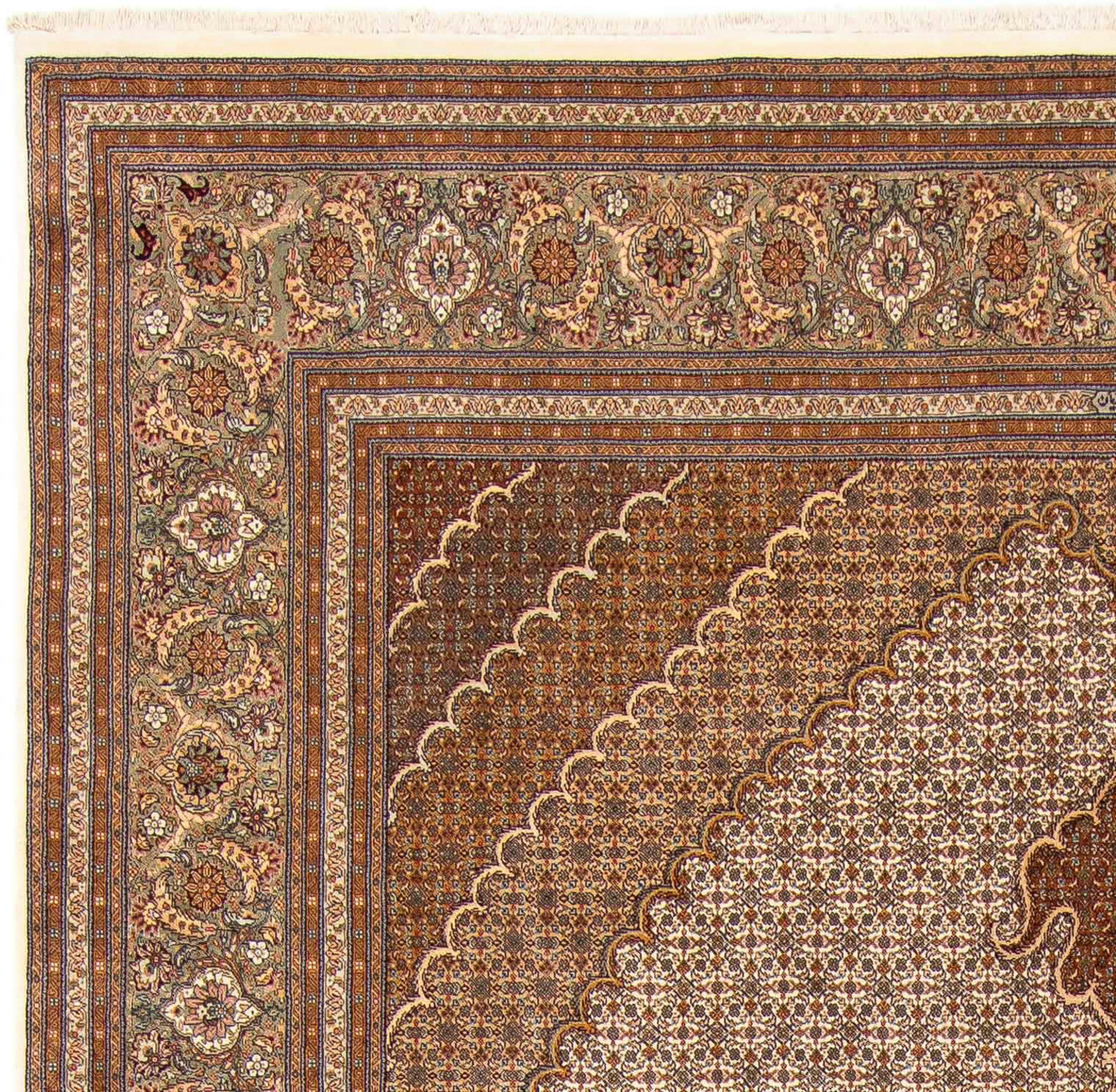 Perser Täbriz mm, morgenland, - Höhe: 10 rechteckig, Einzelstück mit - Handgeknüpft, 360 Zertifikat Orientteppich Wohnzimmer, cm - 249 hellbraun, x