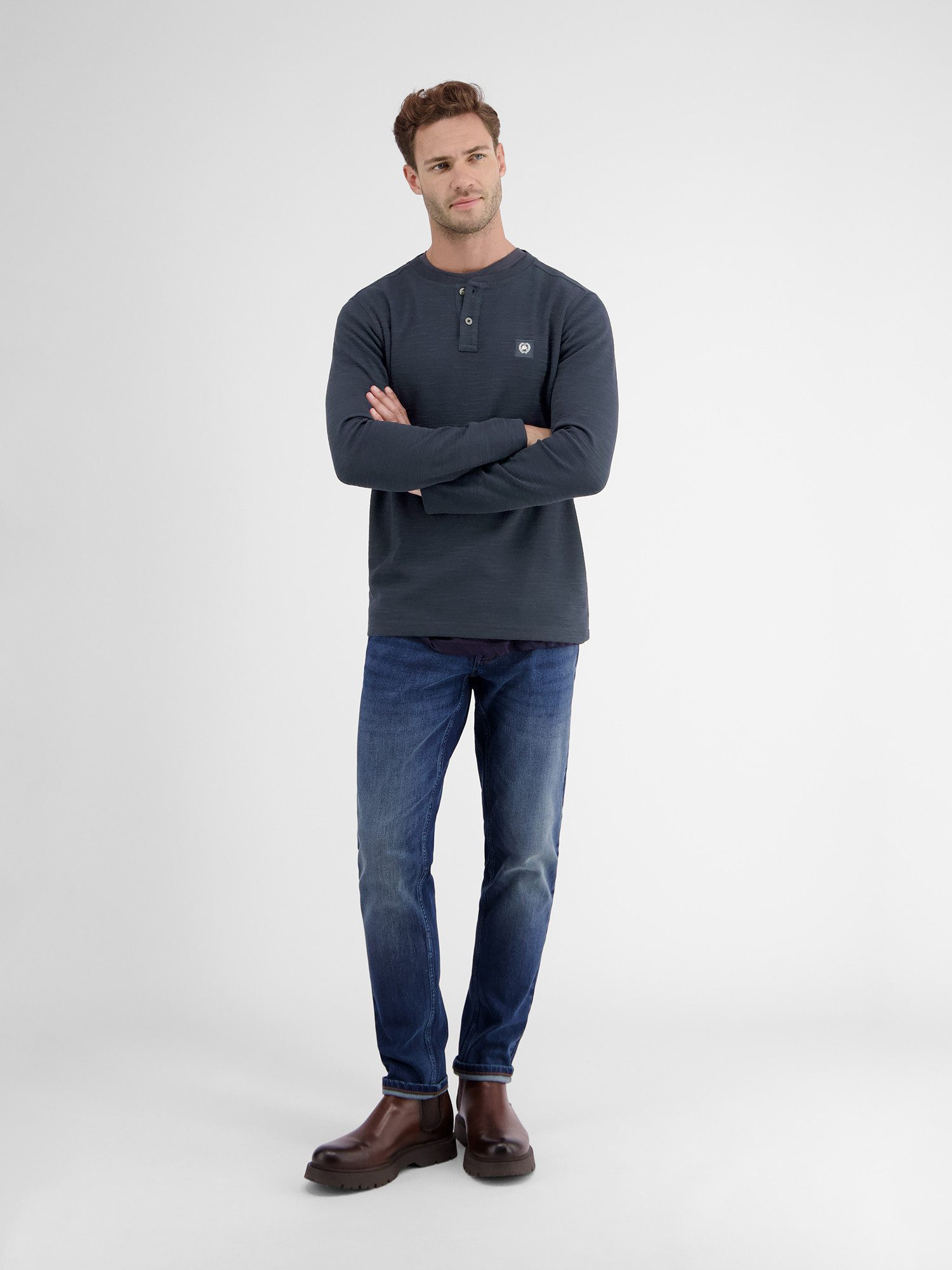 LERROS Henleyshirt Serafinoshirt für Herren