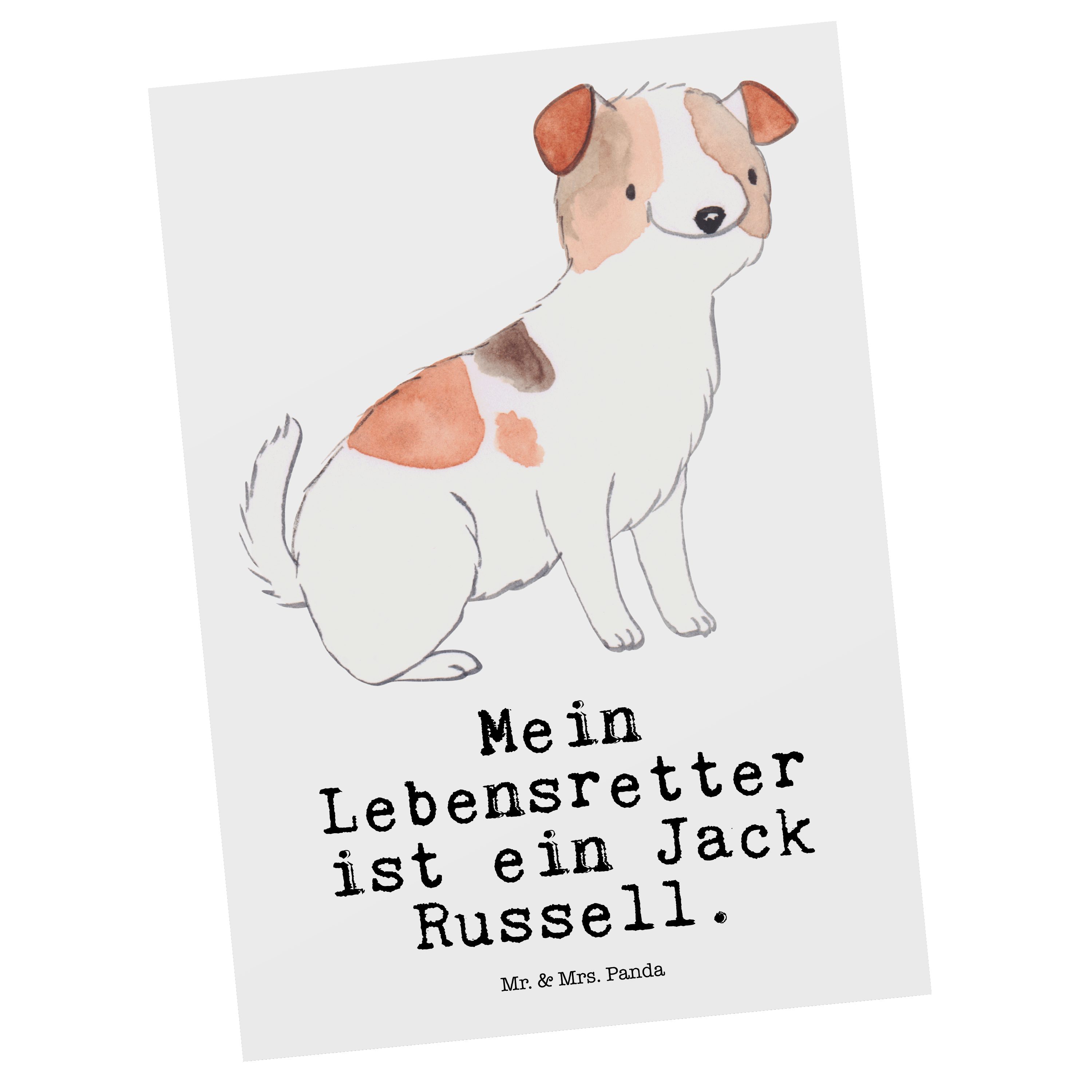 Mr. & Mrs. Panda Postkarte Jack Russel Terrier Lebensretter - Weiß - Geschenk, Hundebesitzer, Ra