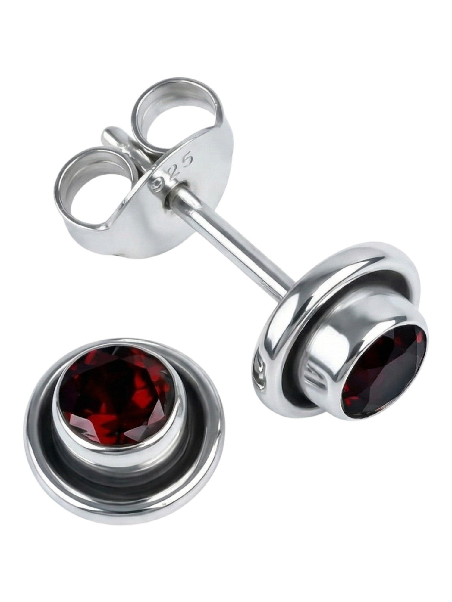 Paar Ohrstecker Ohrstecker SARALA mini aus 925 Silber mit Granat facettiert