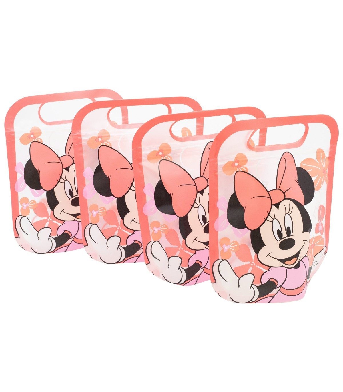 Disney Minnie Mouse Brottasche 4 Stück Snackbeutel mit Zip Verschluss für Obst Kekse und Snacks, (Spar-Set, 4-tlg., 4x Beutel) – Bild 2 von 3
