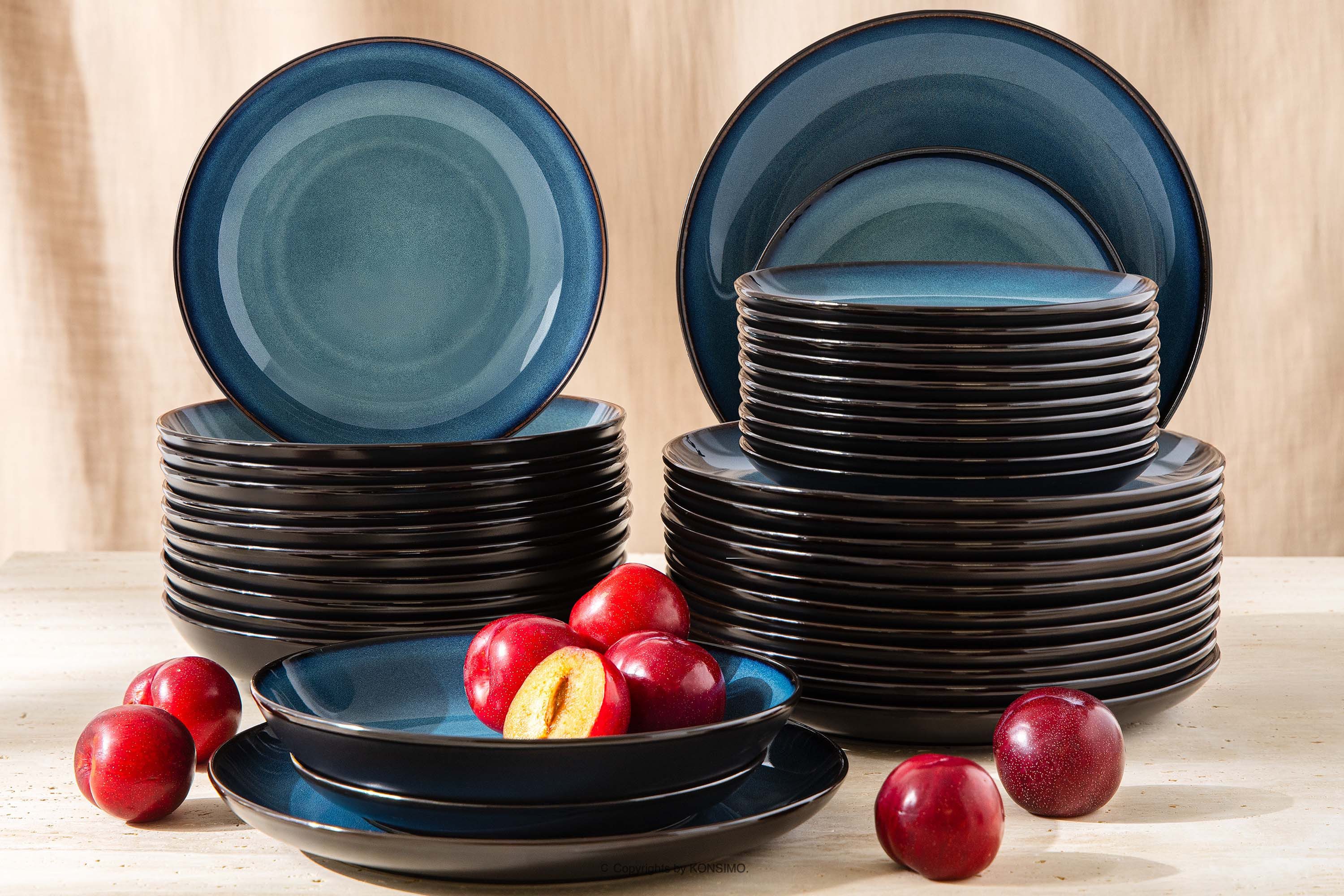 Ritzenhoff & Breker Tafelservice RITZENHOFF & BREKER BALI Geschirrset, jedes Stück ein Unikat KONSIMO (36-tlg), 12 Personen, Steinzeug, spülmaschinengeeignet, mikrowellengeeignet, Reaktivglasur