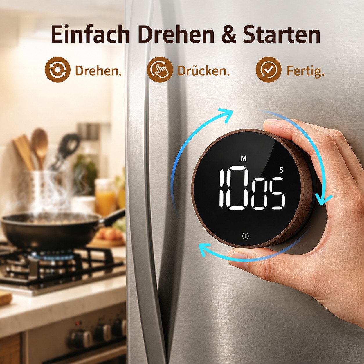 ibettertec Intervall-Timer Küchentimer, digital magnetische Eieruhr, Timer mit LED-Bildschirm, Countdown & Countup,Küchentimer,Magnetischer,Stoppuhr,digitaler Timer