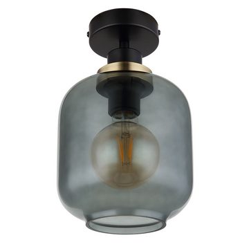 etc-shop Deckenstrahler, Leuchtmittel nicht inklusive, Deckenlampe Rauchglas Esszimmer Deckenleuchte schwarz Retro Glas