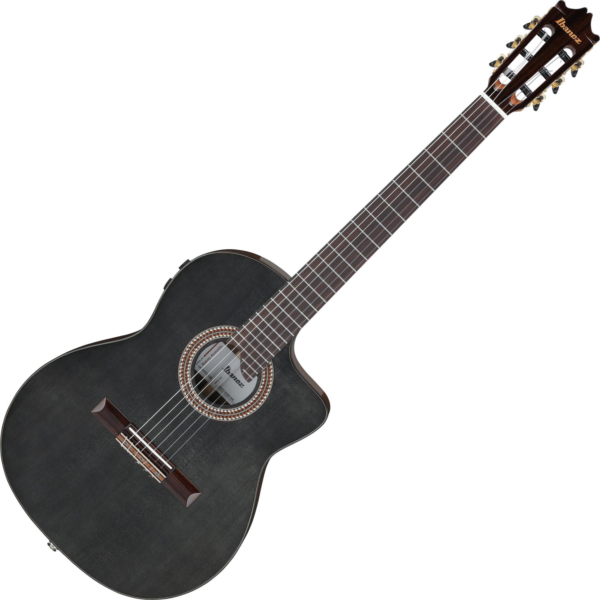 Ibanez Konzertgitarre GA360TCE-TBK Thinline-Konzertgitarre Black High Gloss, 4/4, Thinline-Konzertgitarre mit zwei Tonabnehmern und Cutaway