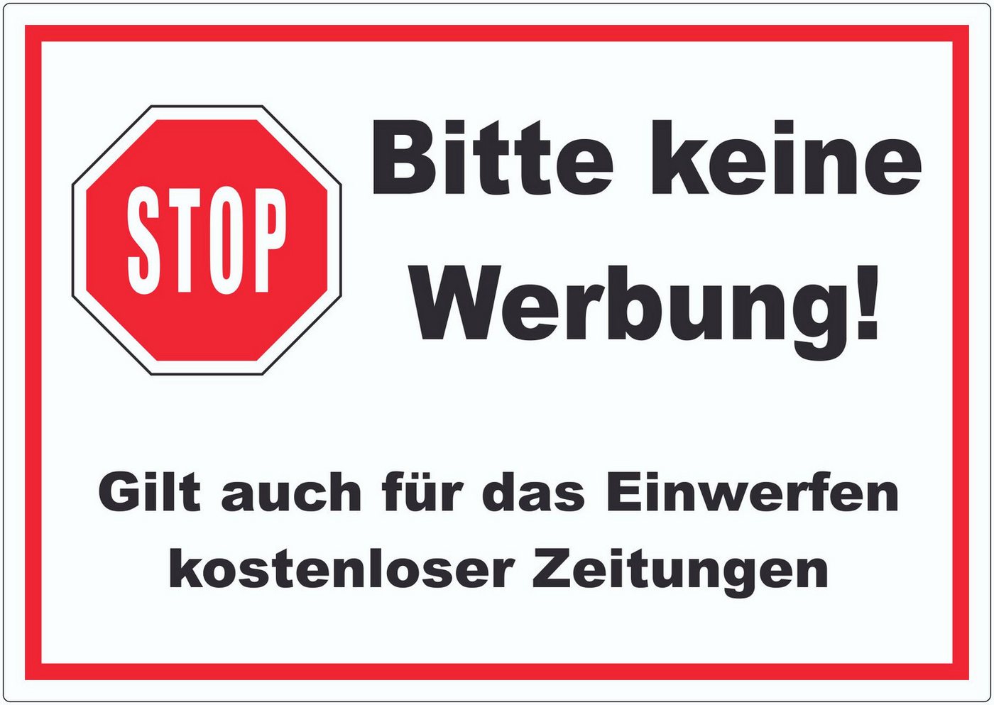 HB-Druck Aufkleber Stop Bitte keine Werbung Aufkleber, wetterfest, UV-beständig, kratzfest