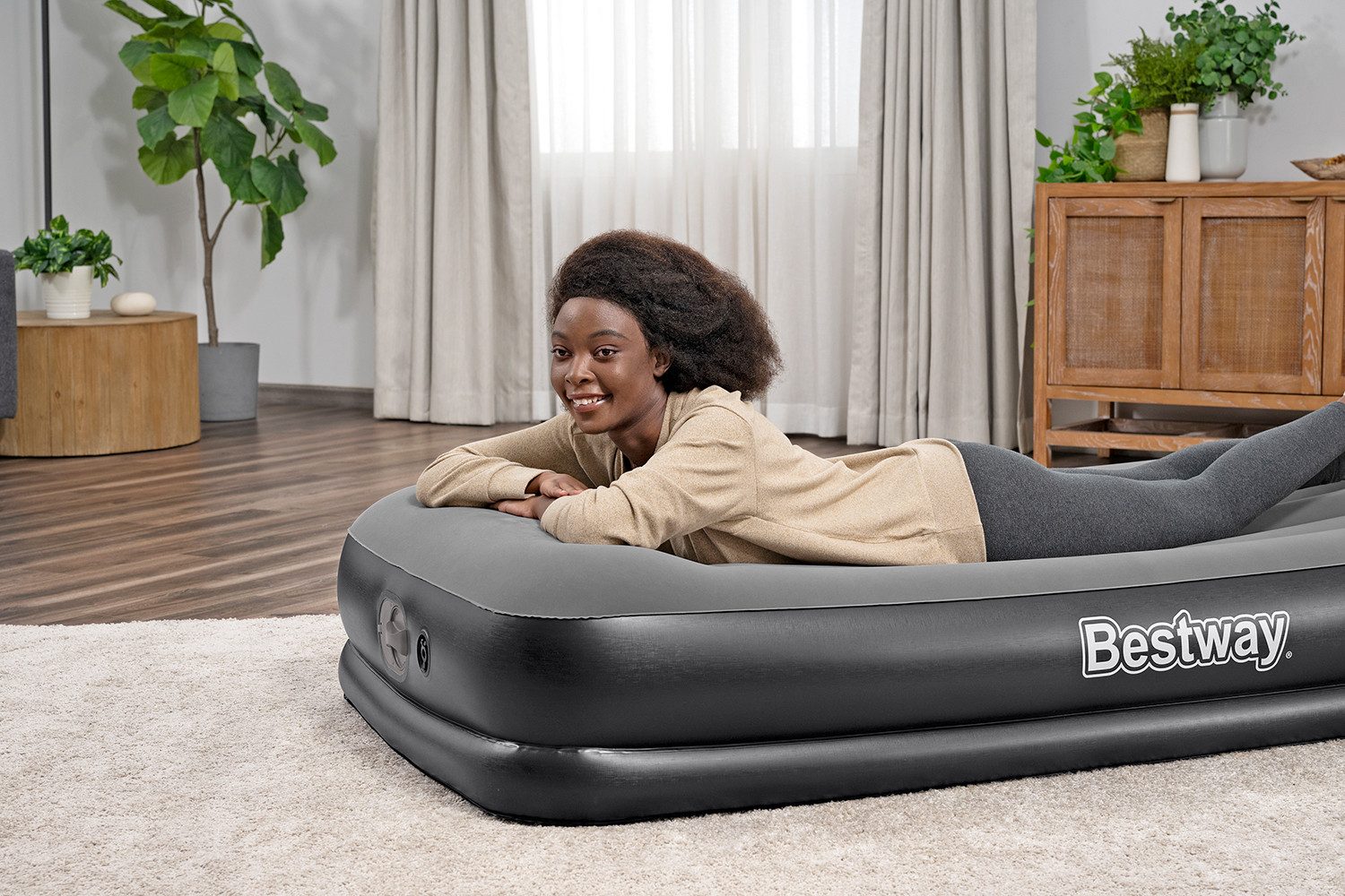 Bestway Luftbett TriTech® 191 x 97 x 36 cm, (Packung, 1-tlg., Inkl. Herausnehmbare USB-Elektropumpe), Ideal für den Innen- und Außengebrauch