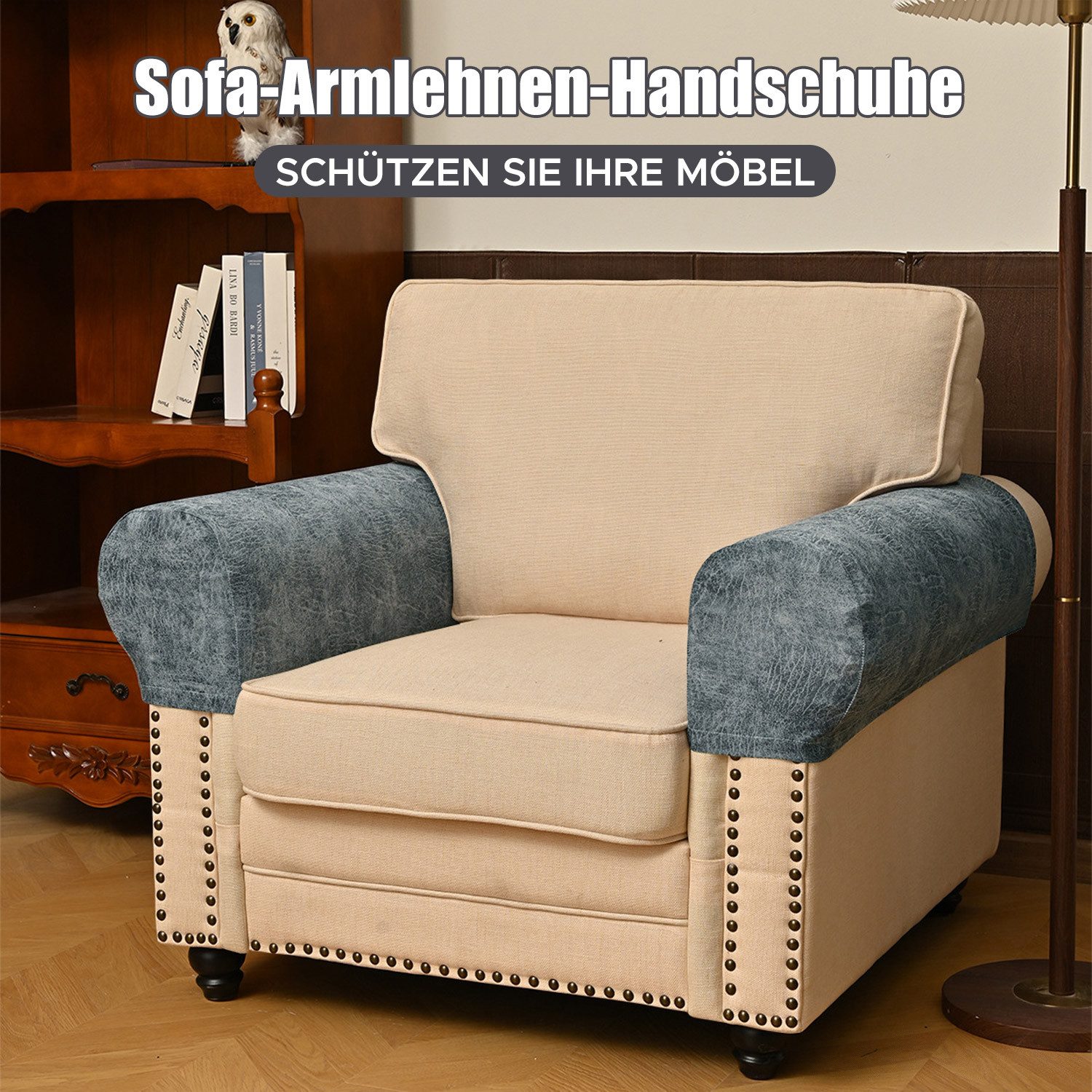 Refttenw Sesselhusse Couch Armschonbezug, Stretch-Sesselbezug,Schonbezüge,wasserabweisend