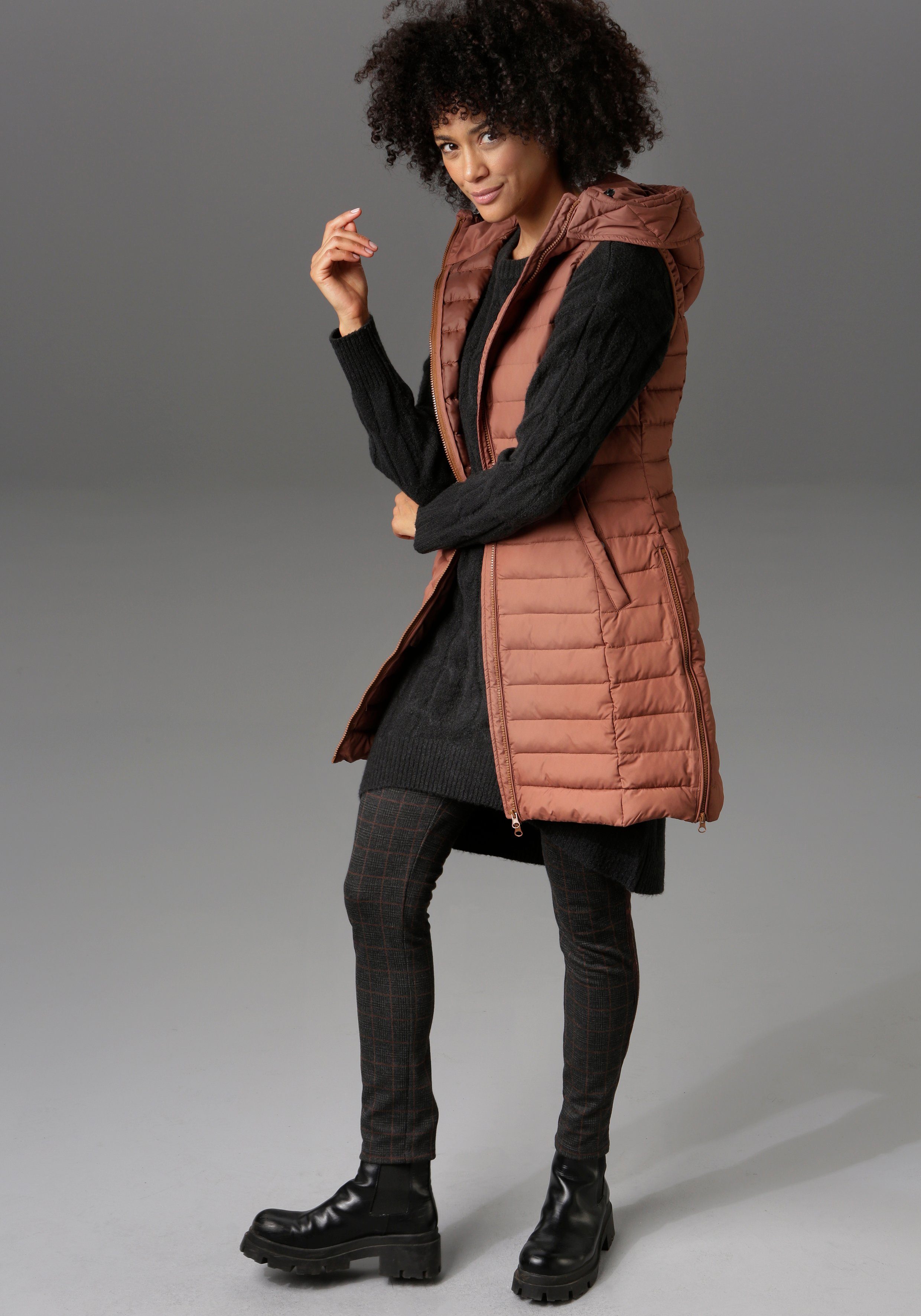 Aniston CASUAL Steppweste mit verstellbarer Kapuze