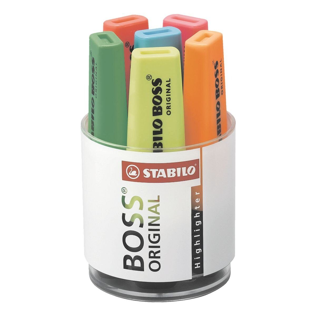 STABILO Marker BOSS® Original, (6-tlg), Textmarker im runden Tischset