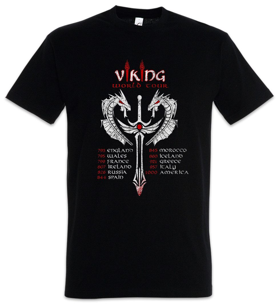 Urban Backwoods Print-Shirt Viking World Tour Herren T-Shirt Vikings Wikinger Drachenboot Ragnar (1-tlg) Lodbrok Floki Rollo Thor