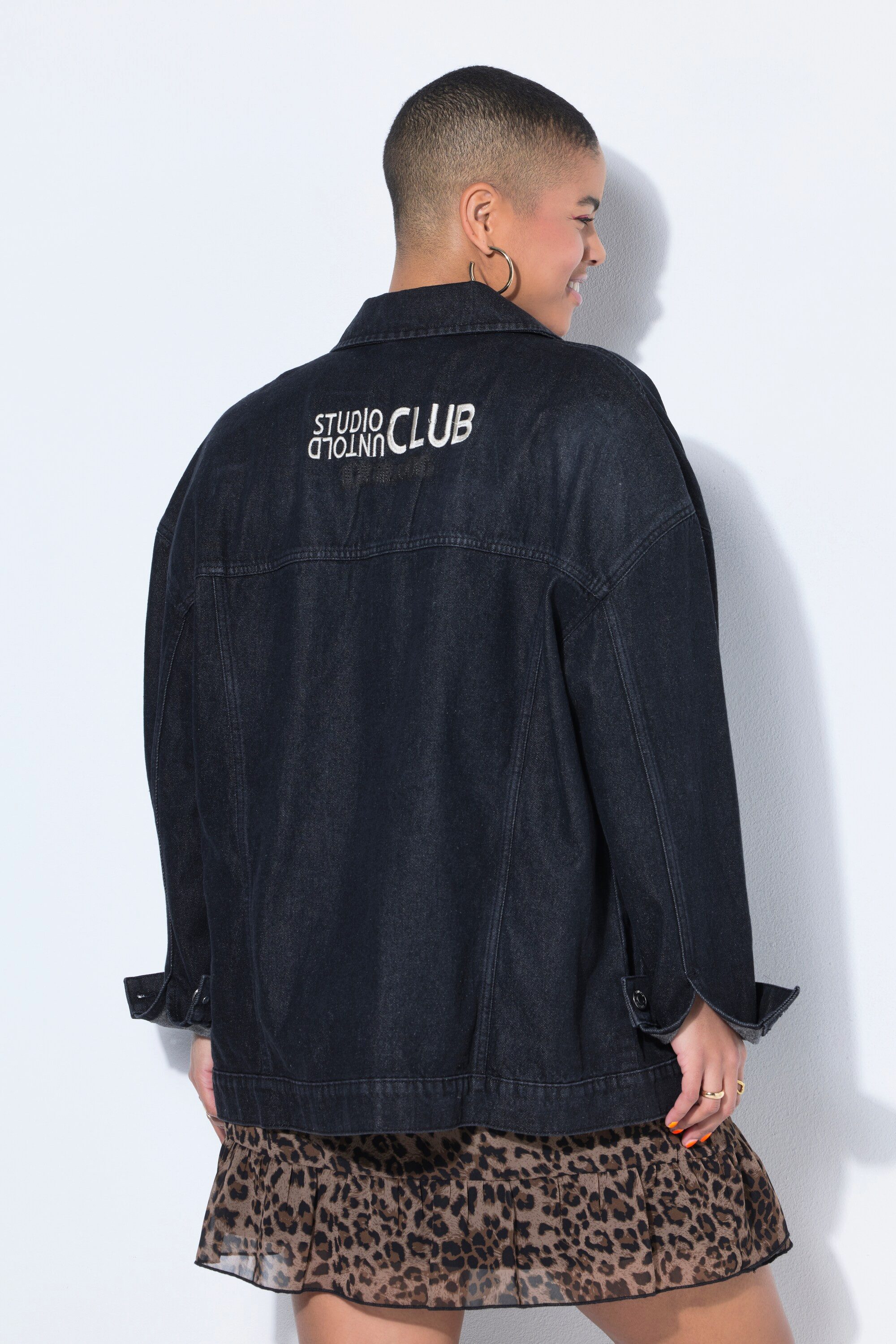 Studio Untold Jeansjacke Jeansjacke Boxy Shape Rücken-Stick Langarm