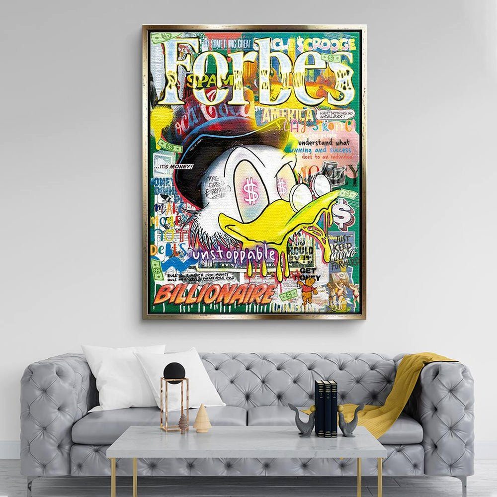 Pop Forbes DOTCOMCANVAS Comic Leinwandbild, Duck weißer collage Leinwandbild Dagobert DOTCOMCANVAS® Rahmen Art