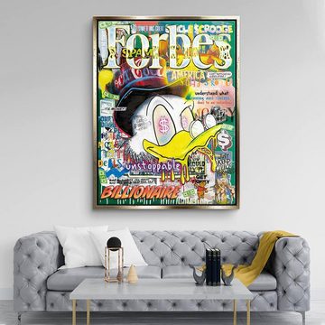 DOTCOMCANVAS® Leinwandbild, Leinwandbild Forbes Dagobert Duck Comic Pop Art collage DOTCOMCANVAS